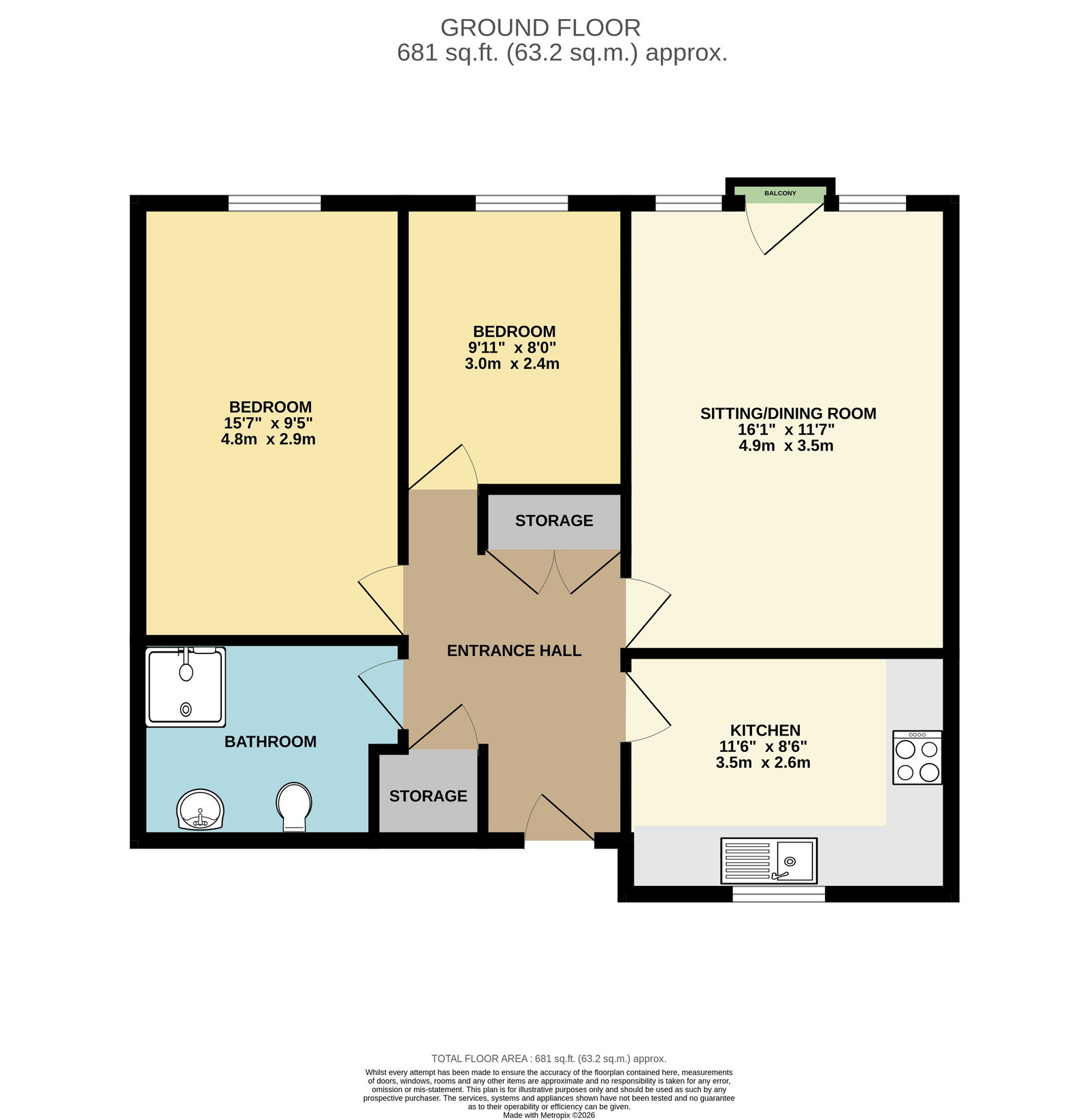 Clarence Park, 415,Apartment 107, Worcester Road, Malvern floorplan