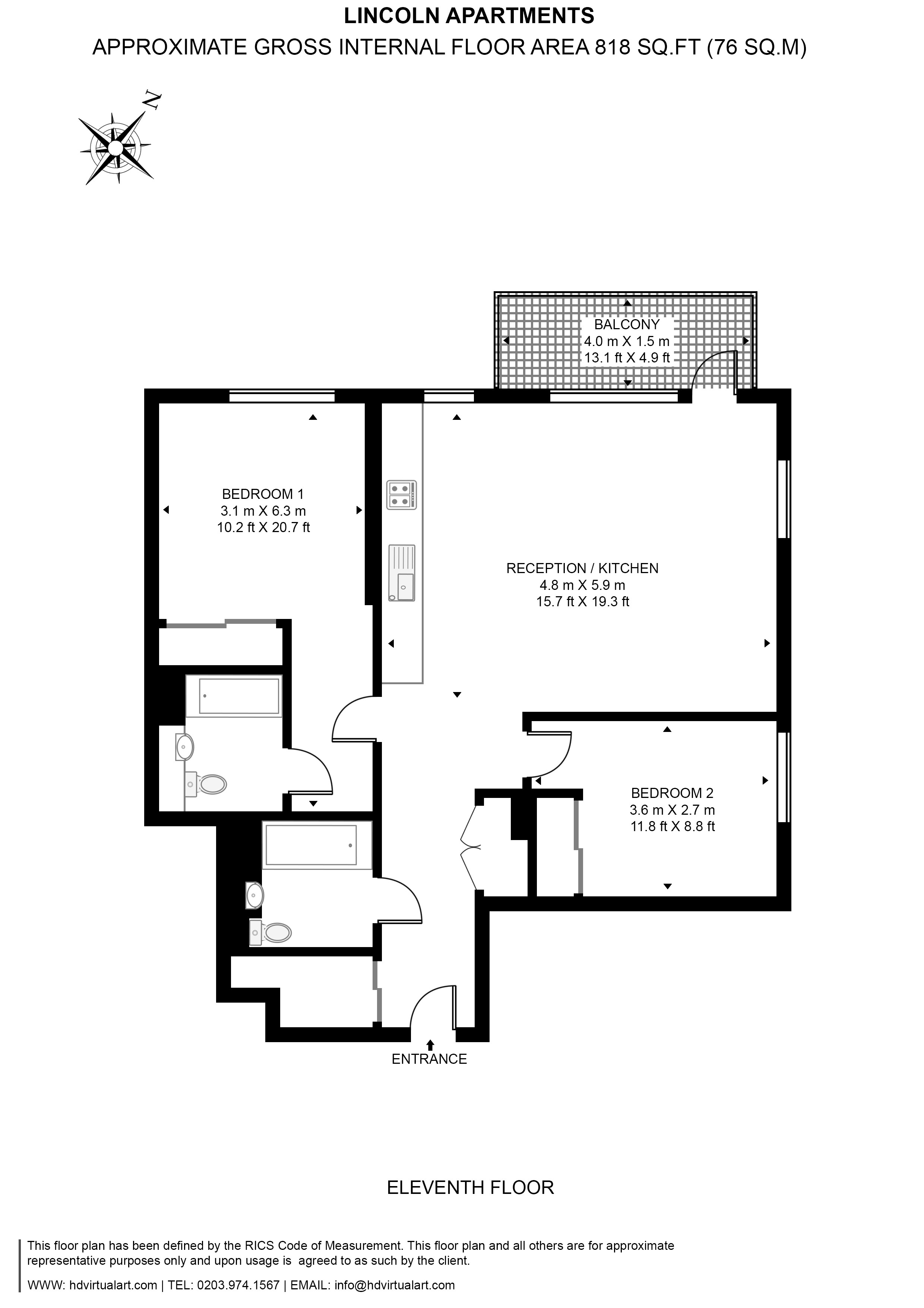 115 Lincoln Apartments,, Fountain Park Way, White City floorplan