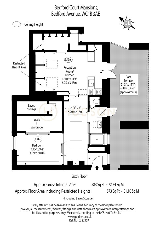 Flat 95,, Bedford Court Mansions, Bloomsbury floorplan