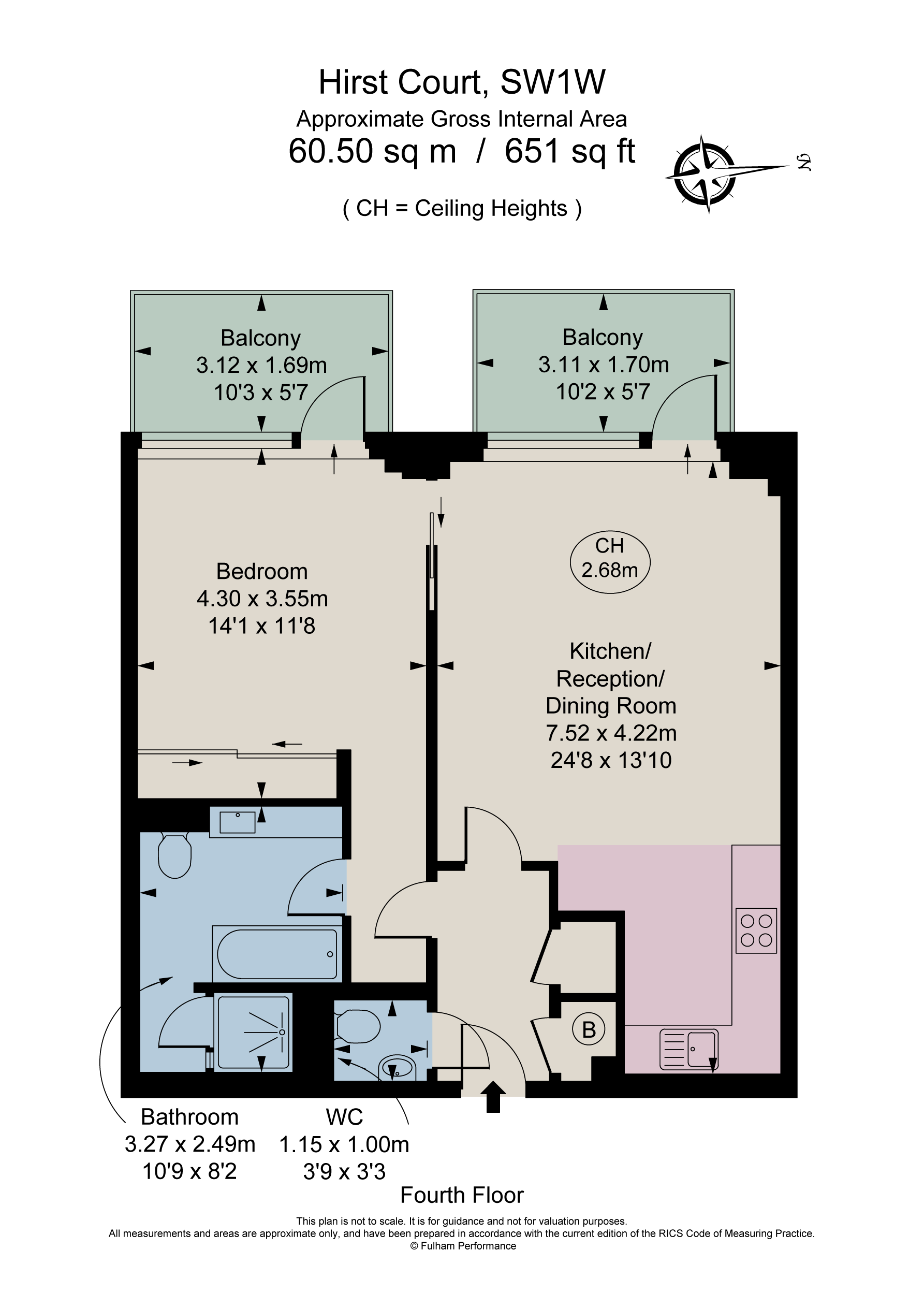 Apartment 32, Hirst Court, 20, Gatliff Road, London floorplan