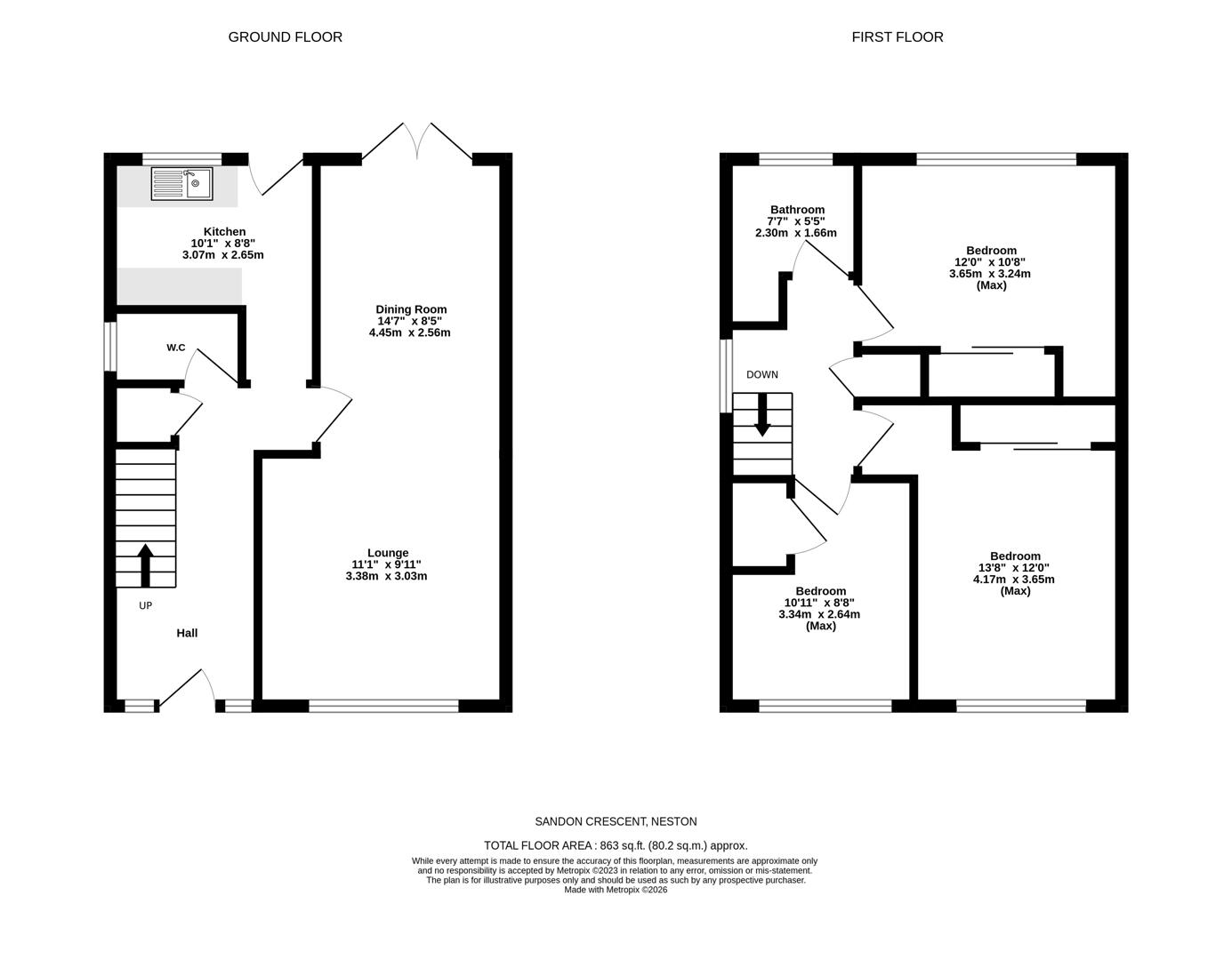 19, Sandon Crescent, Neston floorplan