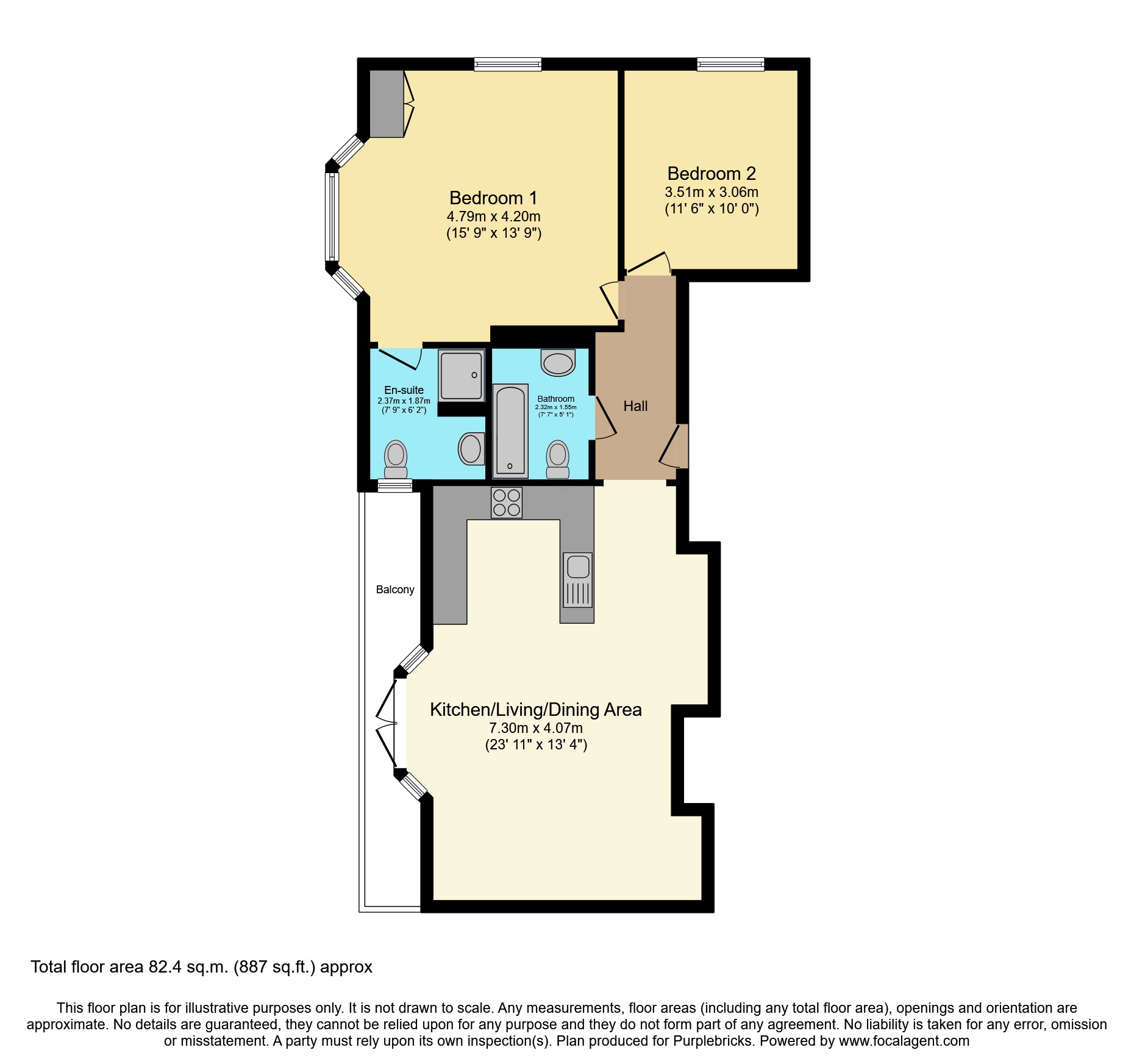 Flat 5/Chestnut Court, Hoskins Road, Oxted floorplan