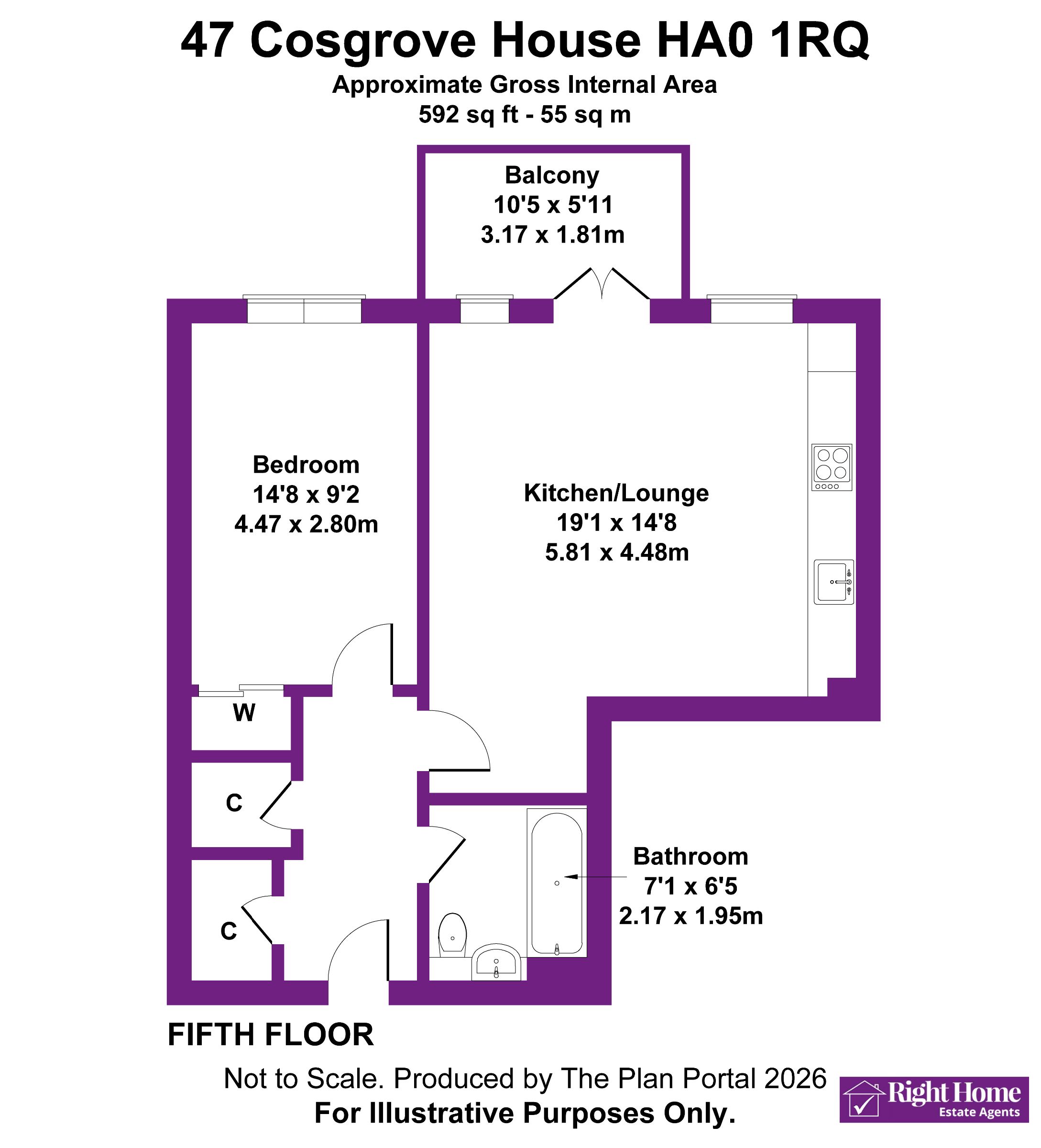 47 COSGROVE HOUSE, WEMBLEY floorplan