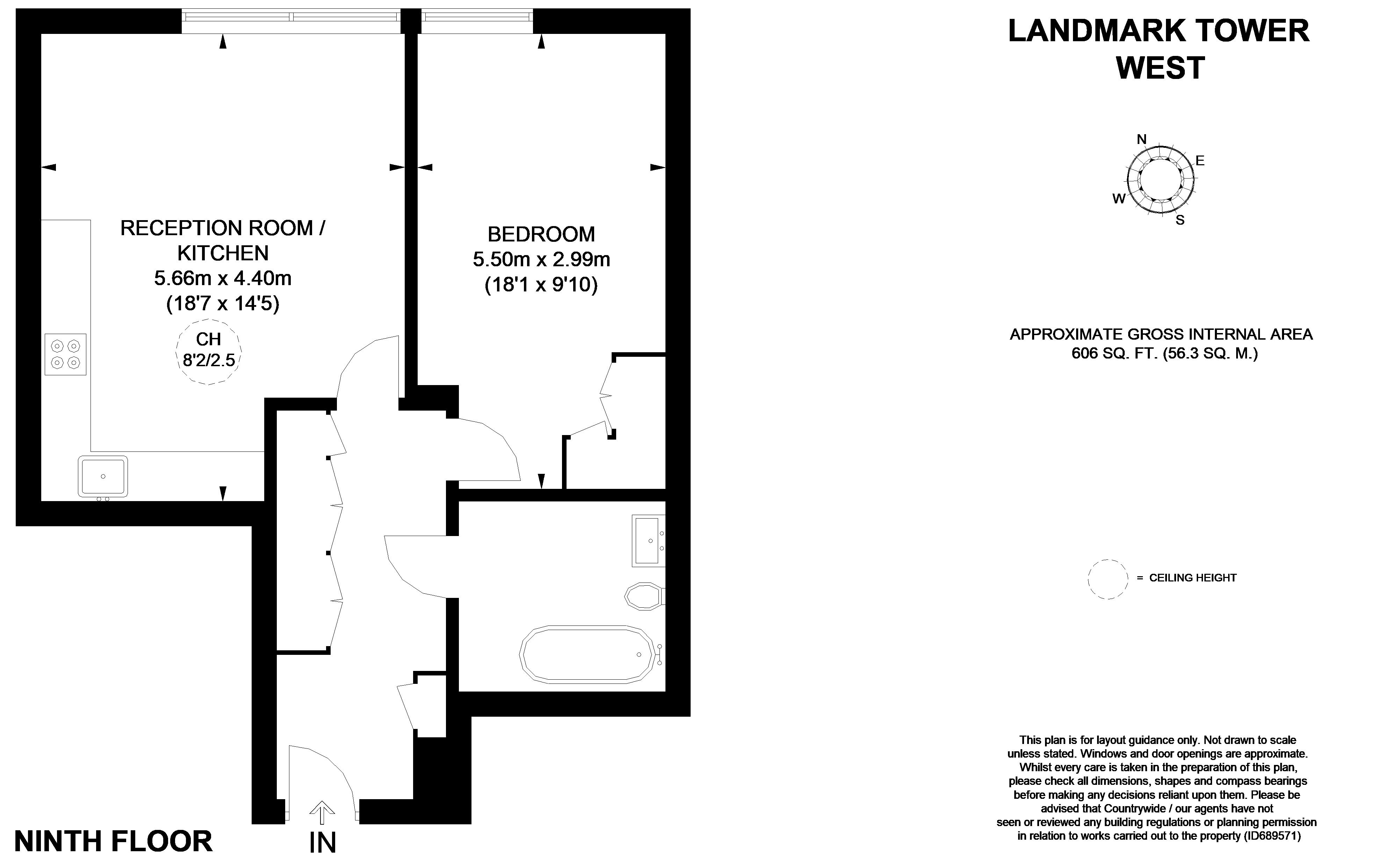 Flat 904, Landmark West Tower, 22, Marsh Wall, London floorplan