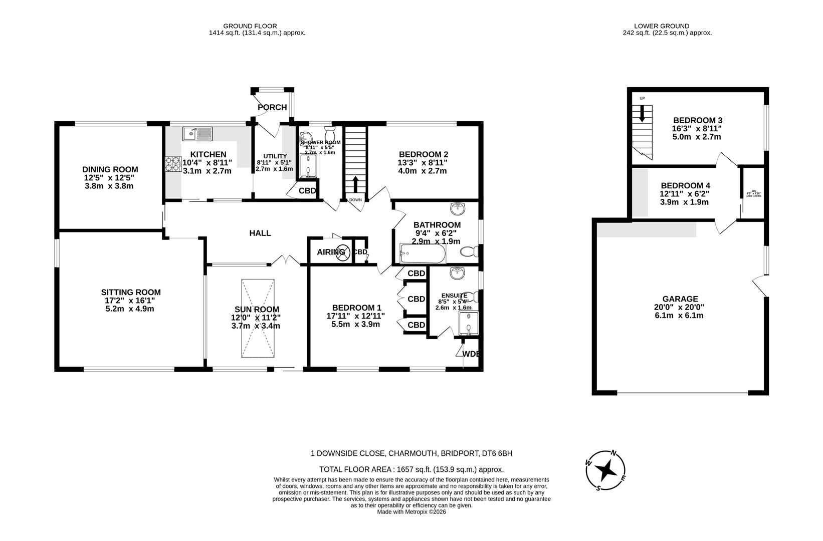 1 Downside Close, Bridport floorplan