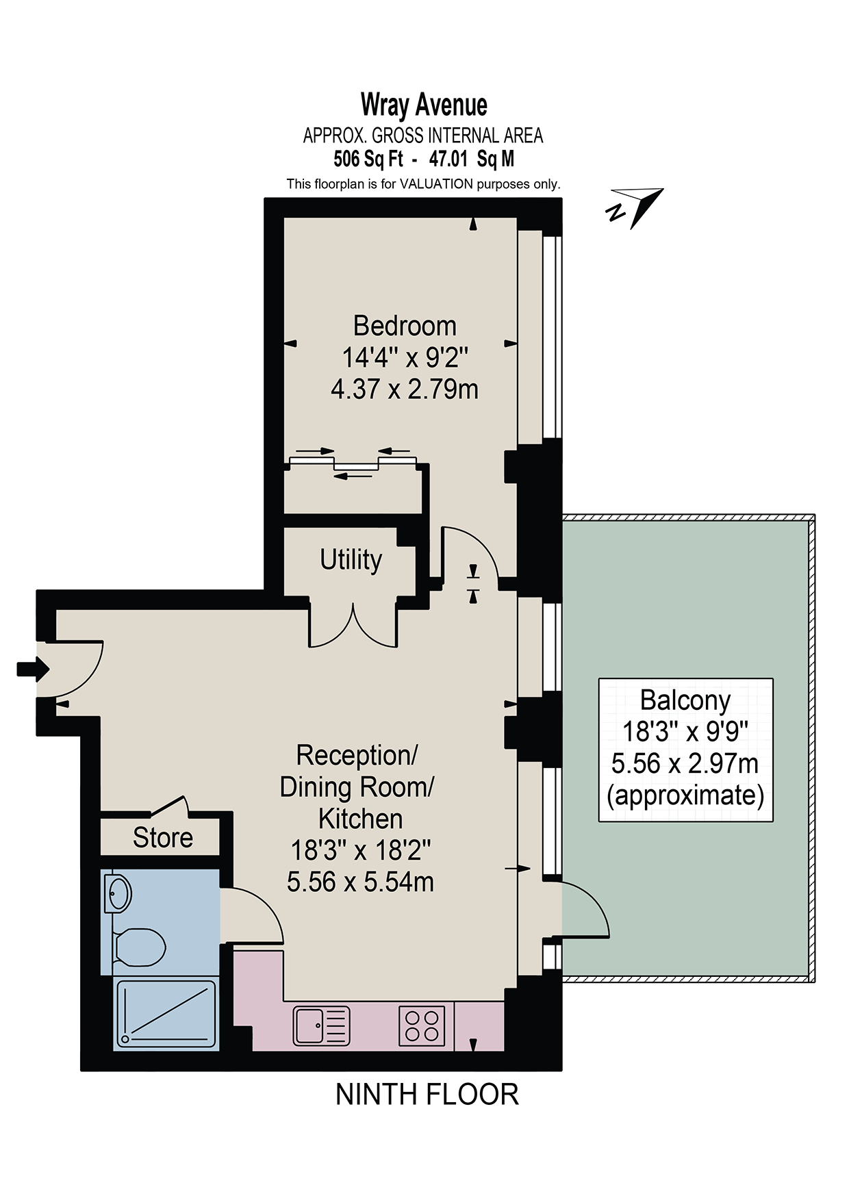 Flat 64, 1, Wray Avenue, London floorplan