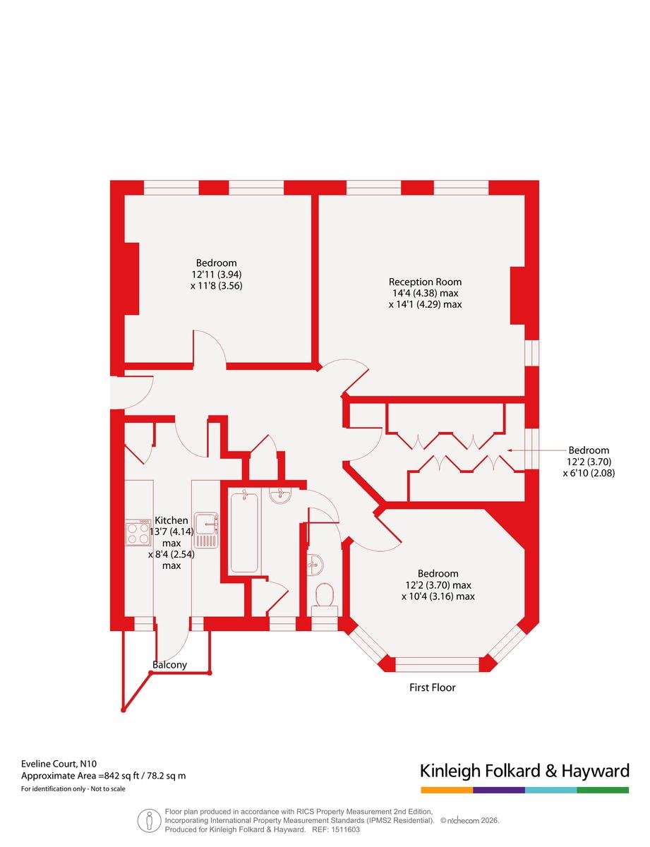 Flat 3 Eveline Court,, Connaught Gardens, London floorplan
