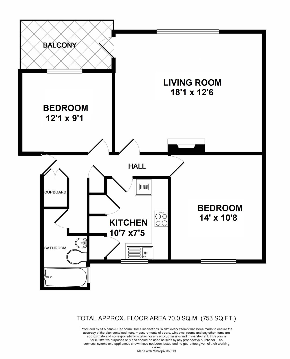 2 Bedrooms Flat for sale in Hall Place Close, St. Albans AL1