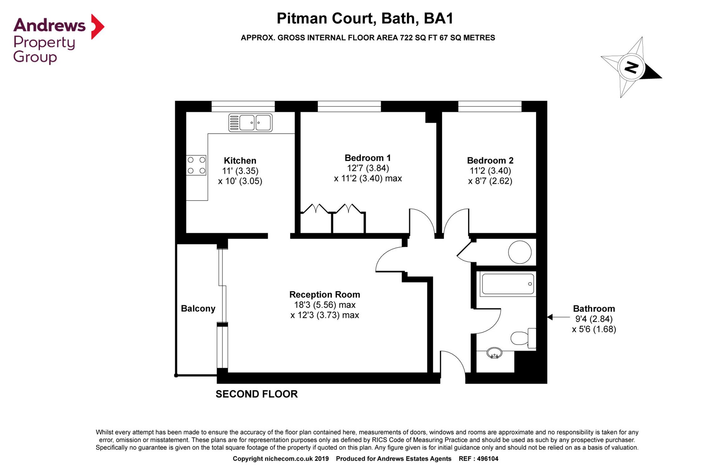 2 Bedrooms Flat for sale in 10 Pitman Court, Gloucester Road, Bath, Somerset BA1