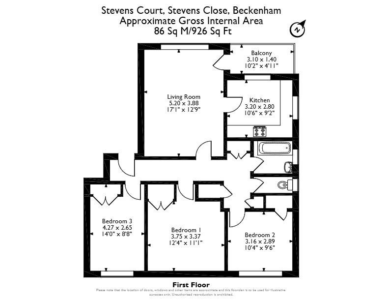 Stevens Court, Flat 3 Stevens Close, Stevens Close, Beckenham floorplan
