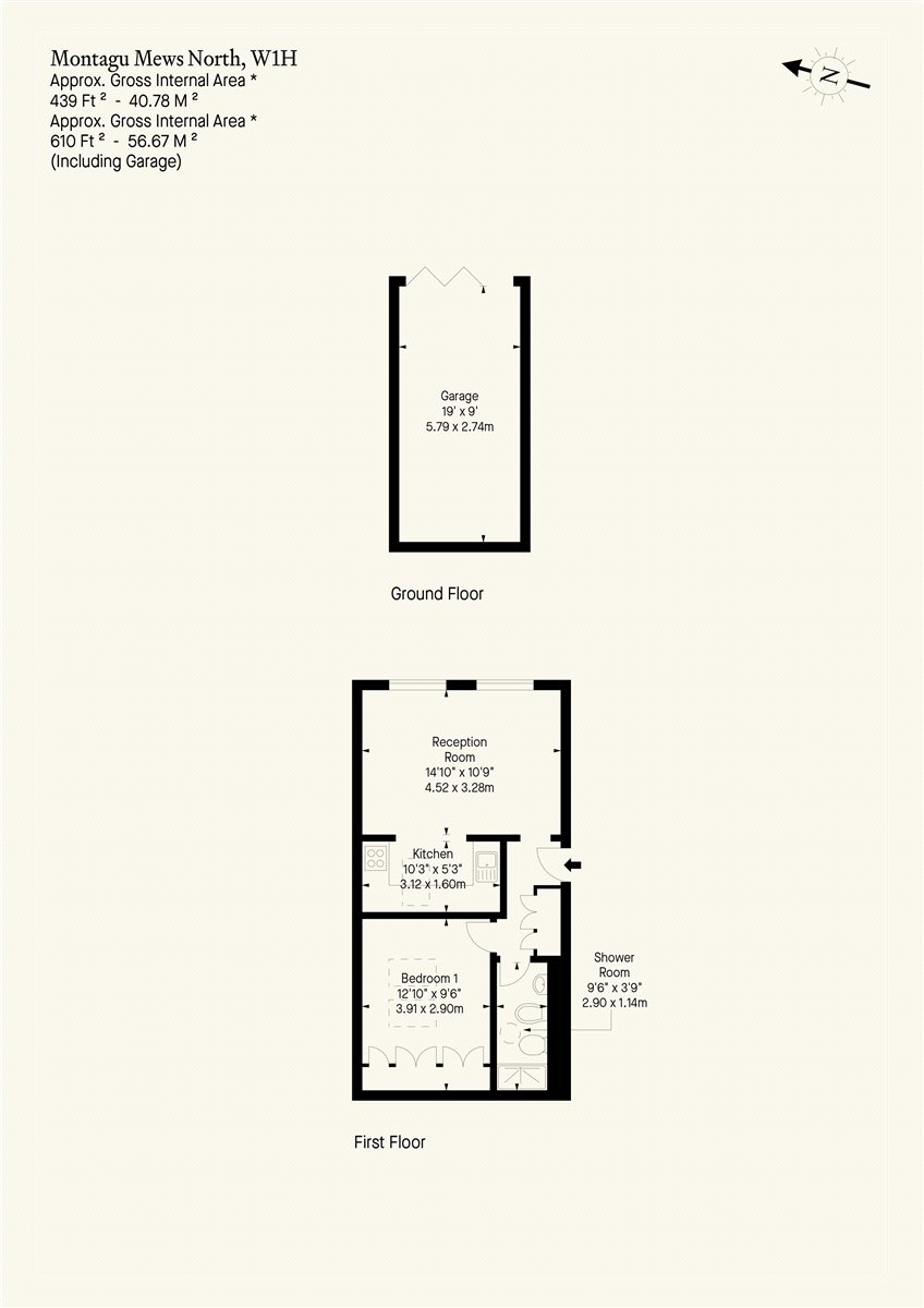 Montagu Mews North, Marylebone, London W1H, 1 bedroom flat for sale