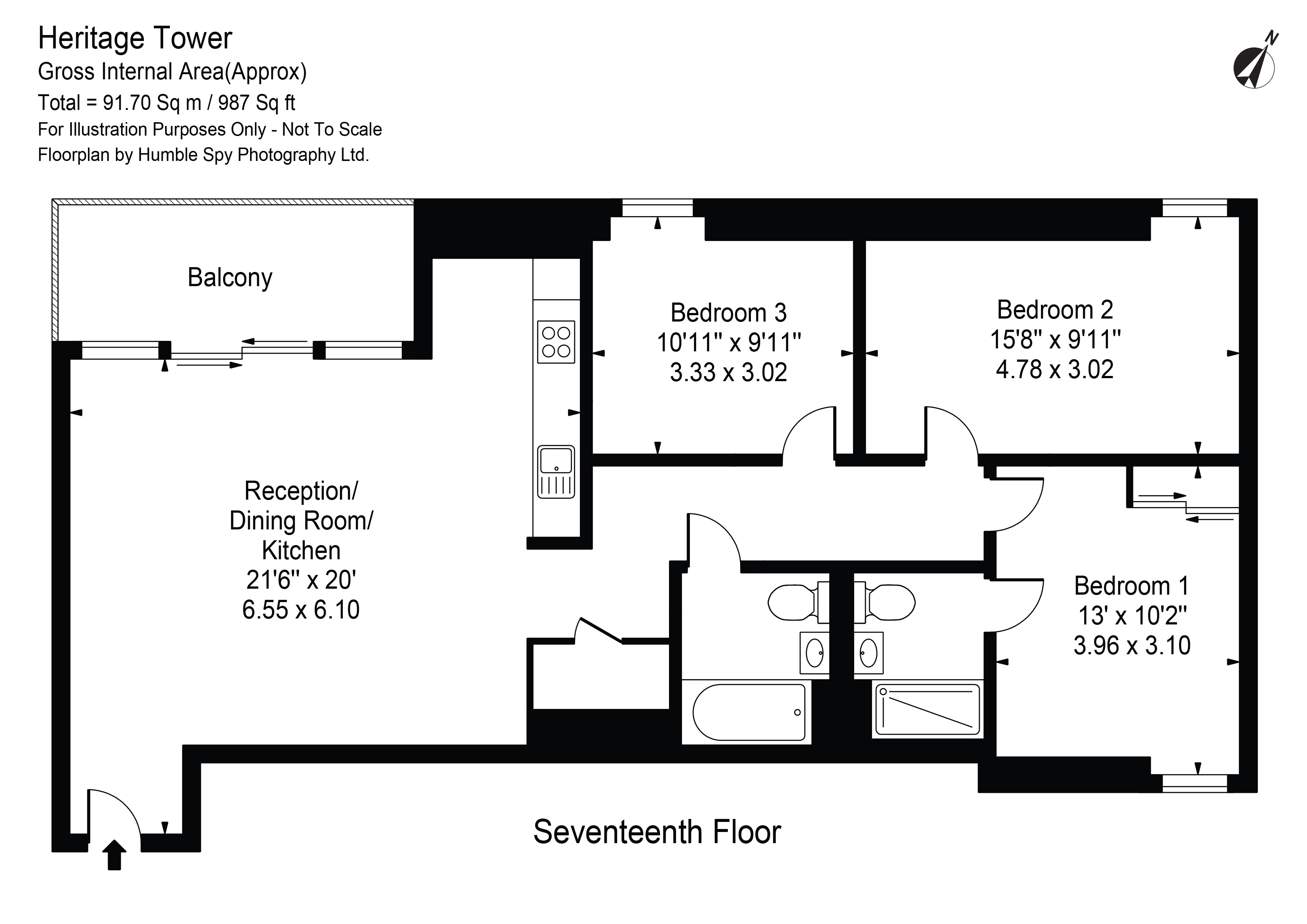 1701, Heritage Tower, Canary Wharf floorplan