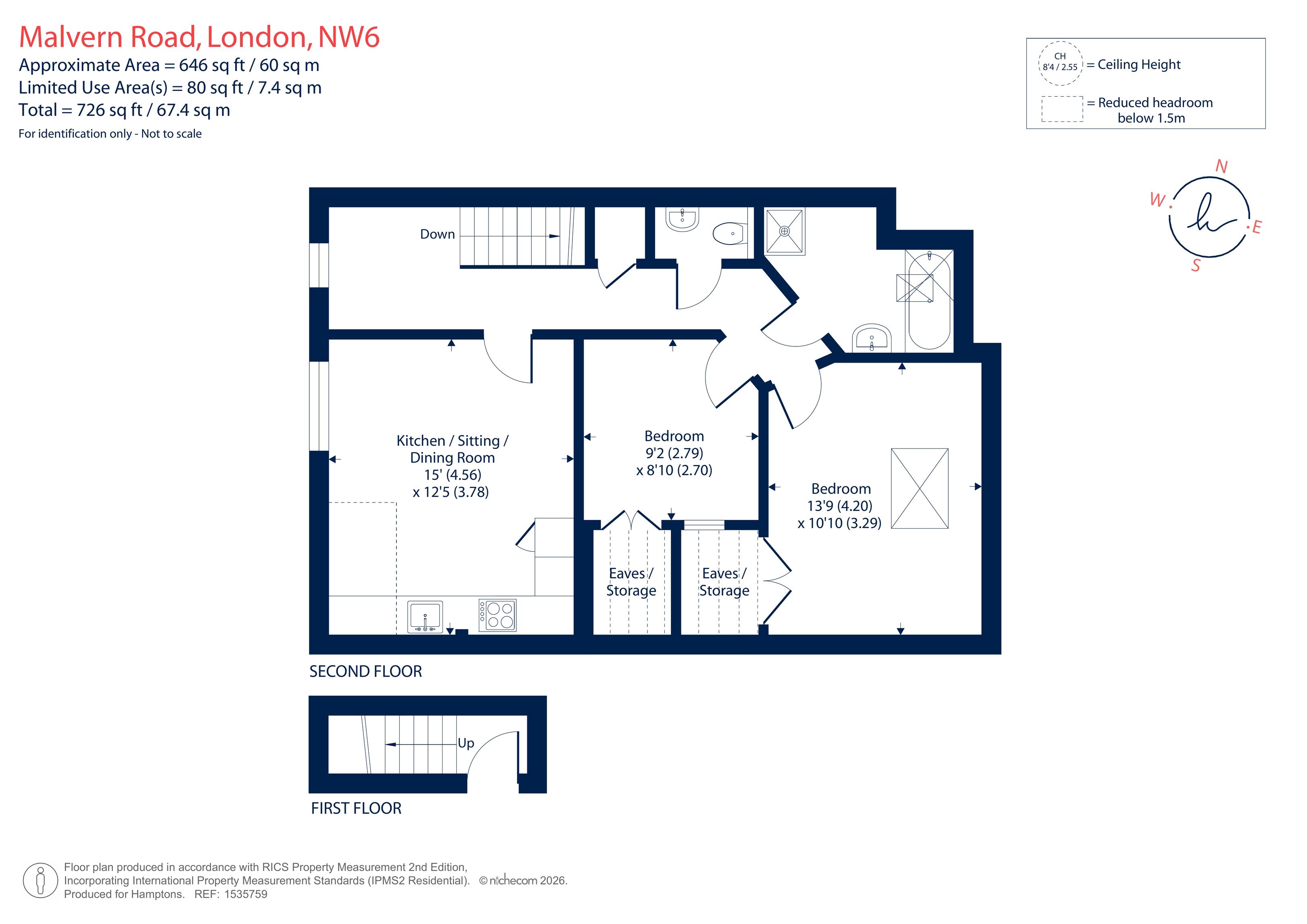 Flat 4, 95, Malvern Road, London floorplan