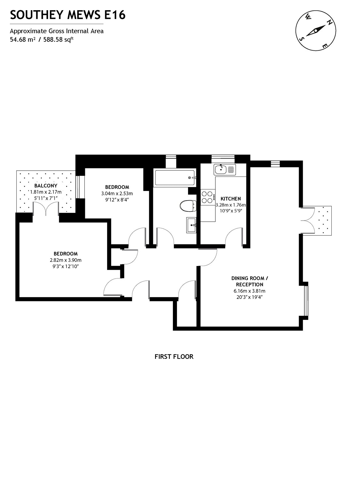 Flat 1,,, Boleyn House, London floorplan