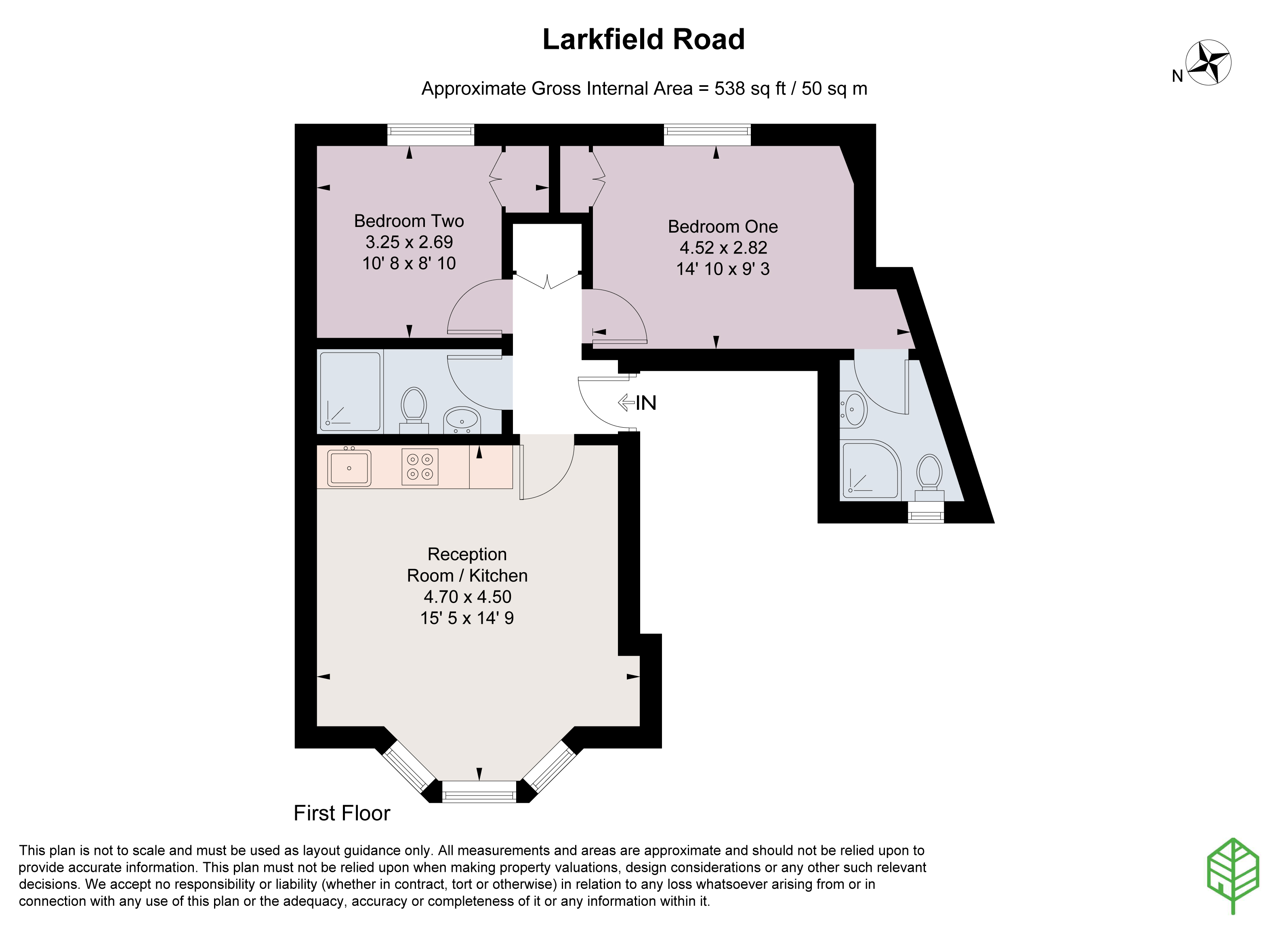 Flat 2, 57, Larkfield Road, Richmond floorplan