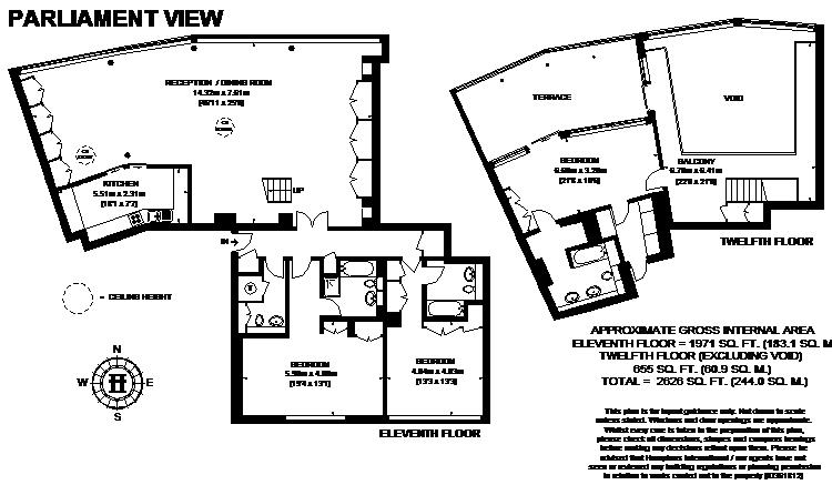 3 Bedrooms Flat to rent in Parliament View Apartments, Albert Embankment, London SE1