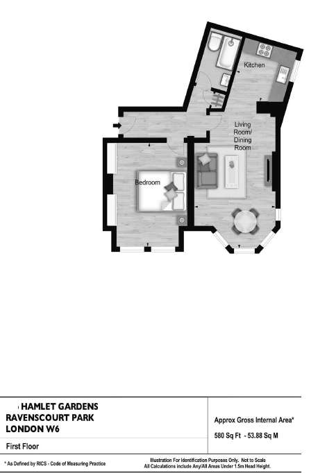 1 Bedrooms Flat to rent in Hamlet Gardens, London W6
