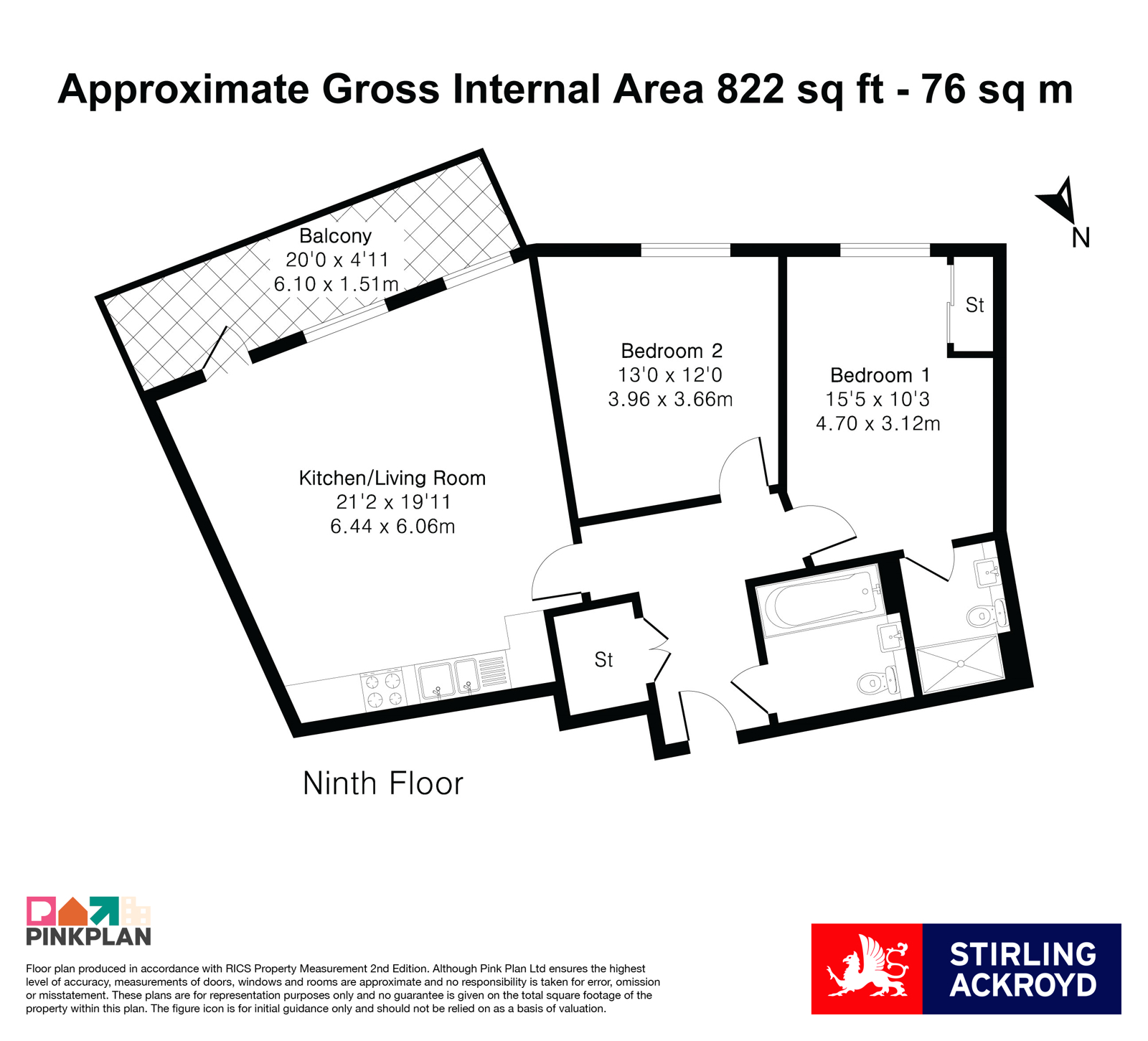 Flat 59, 1, Bywell Place, London floorplan