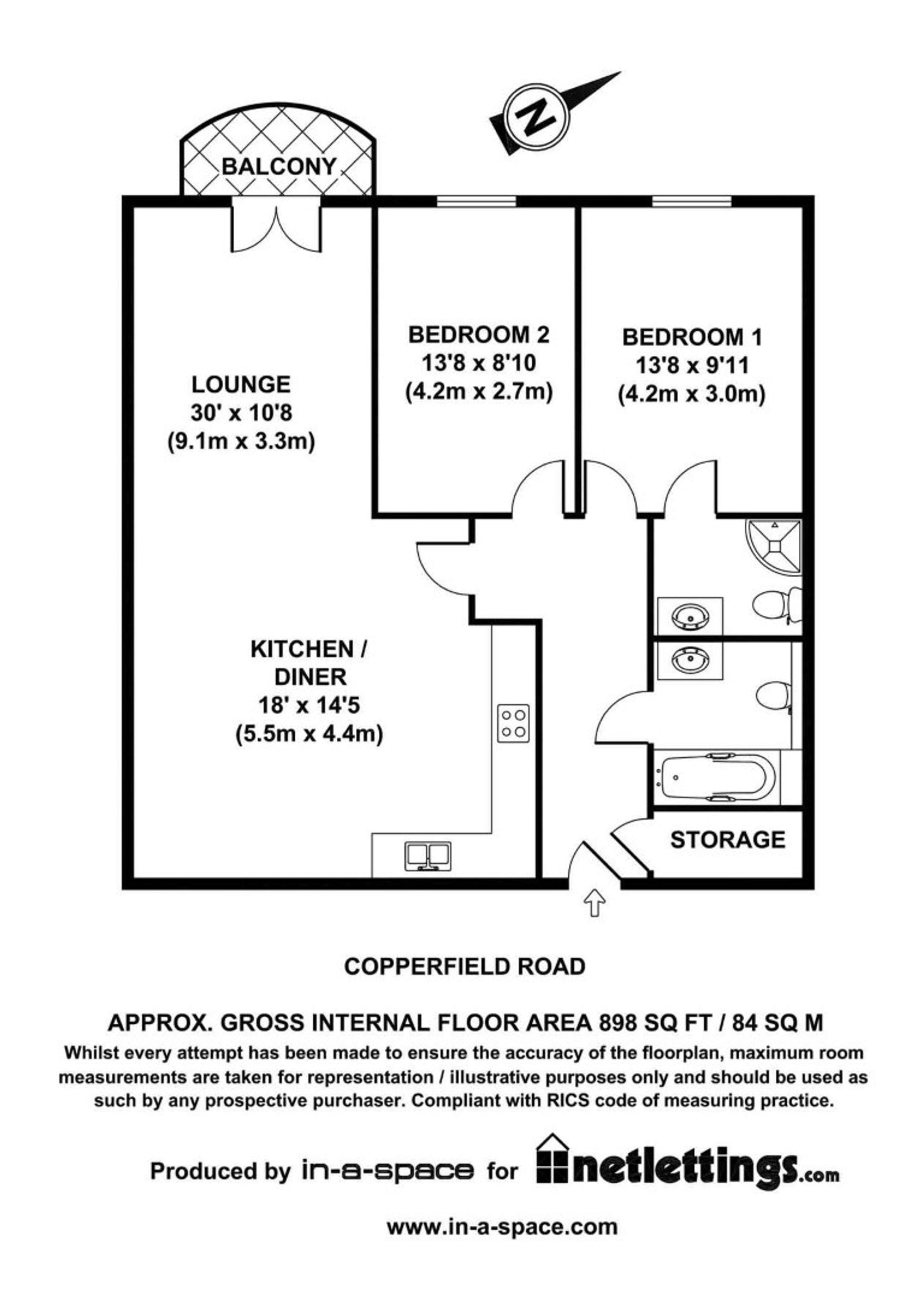 Flat 201, 36-40 Copperfield Road, London floorplan