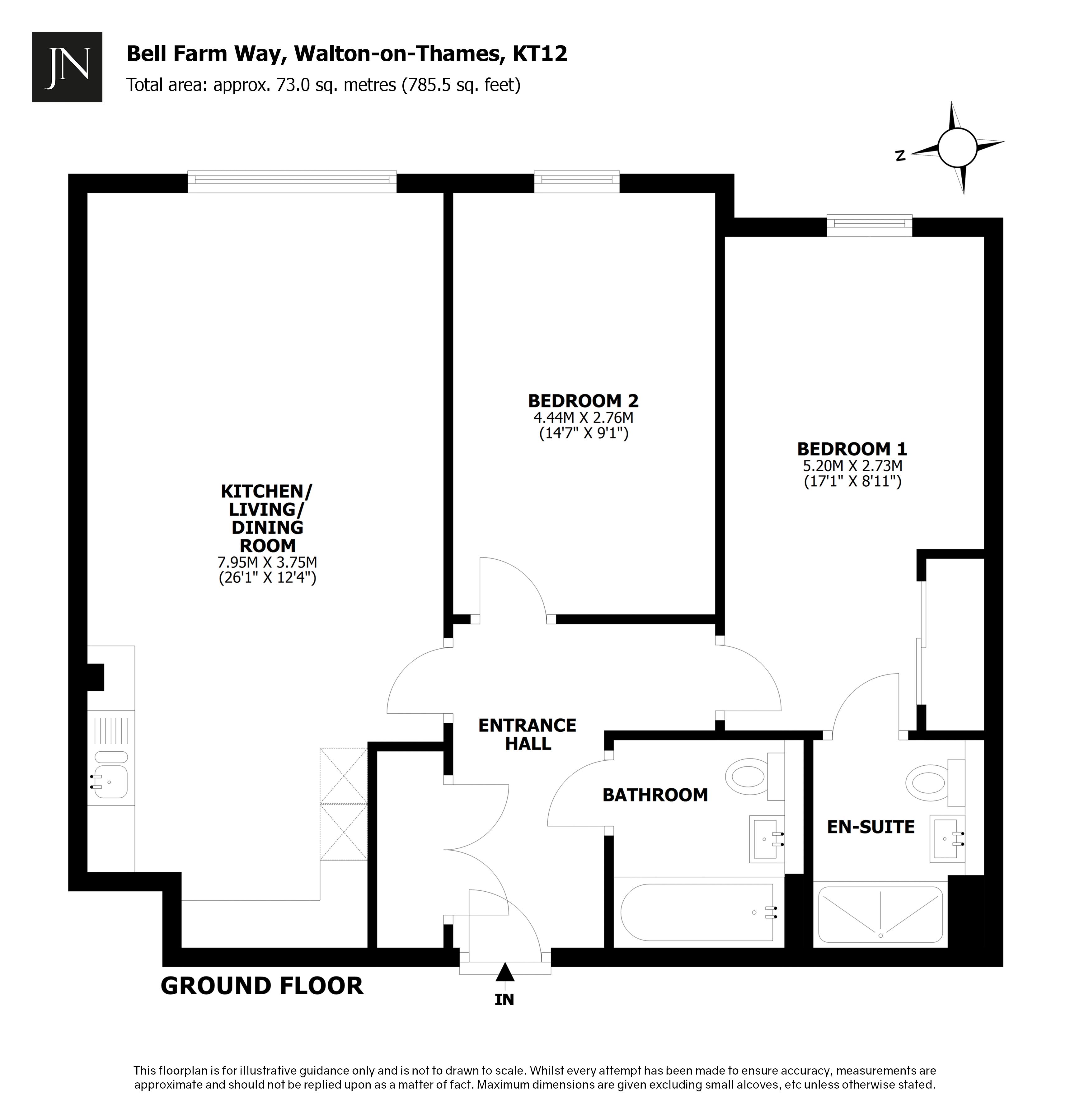 Flat 2 William Court, 65 Bell Farm Way, Walton-On-Thames floorplan