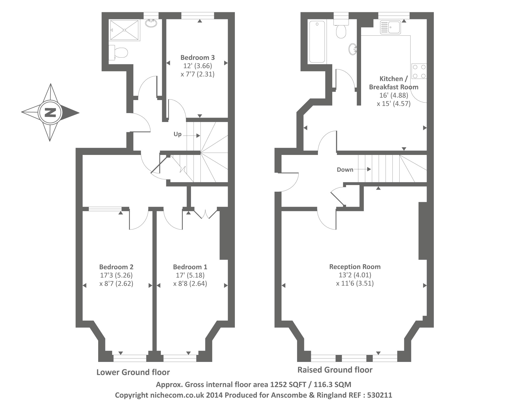Flat 1, 17, Palace Court, London floorplan