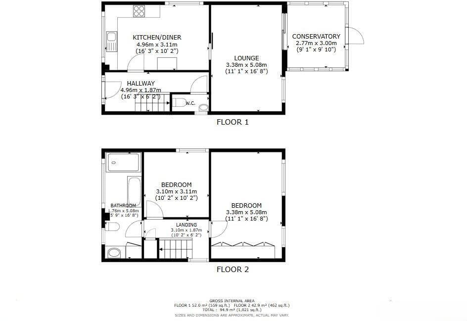 45, Swinton Rise, Nottingham floorplan