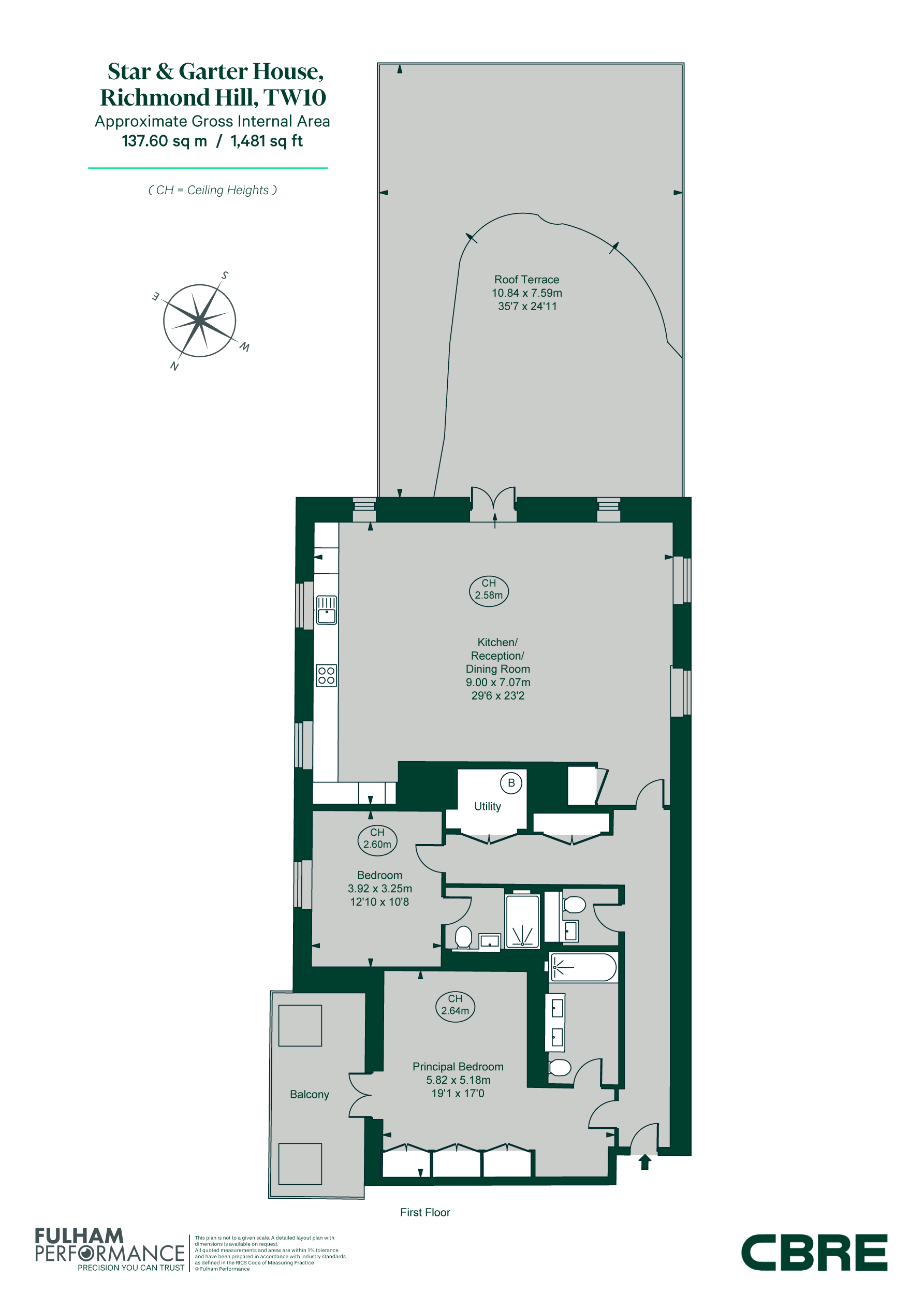 Flat 48 Star & Garter House,, Richmond Hill, London floorplan