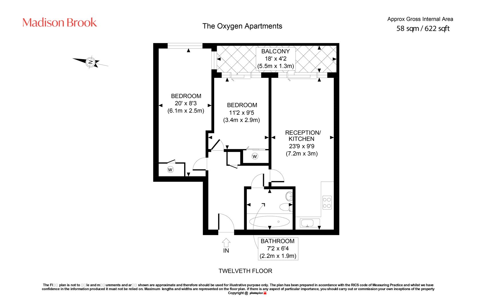Flat 148,, The Oxygen Apartments, Royal Victoria Dock floorplan