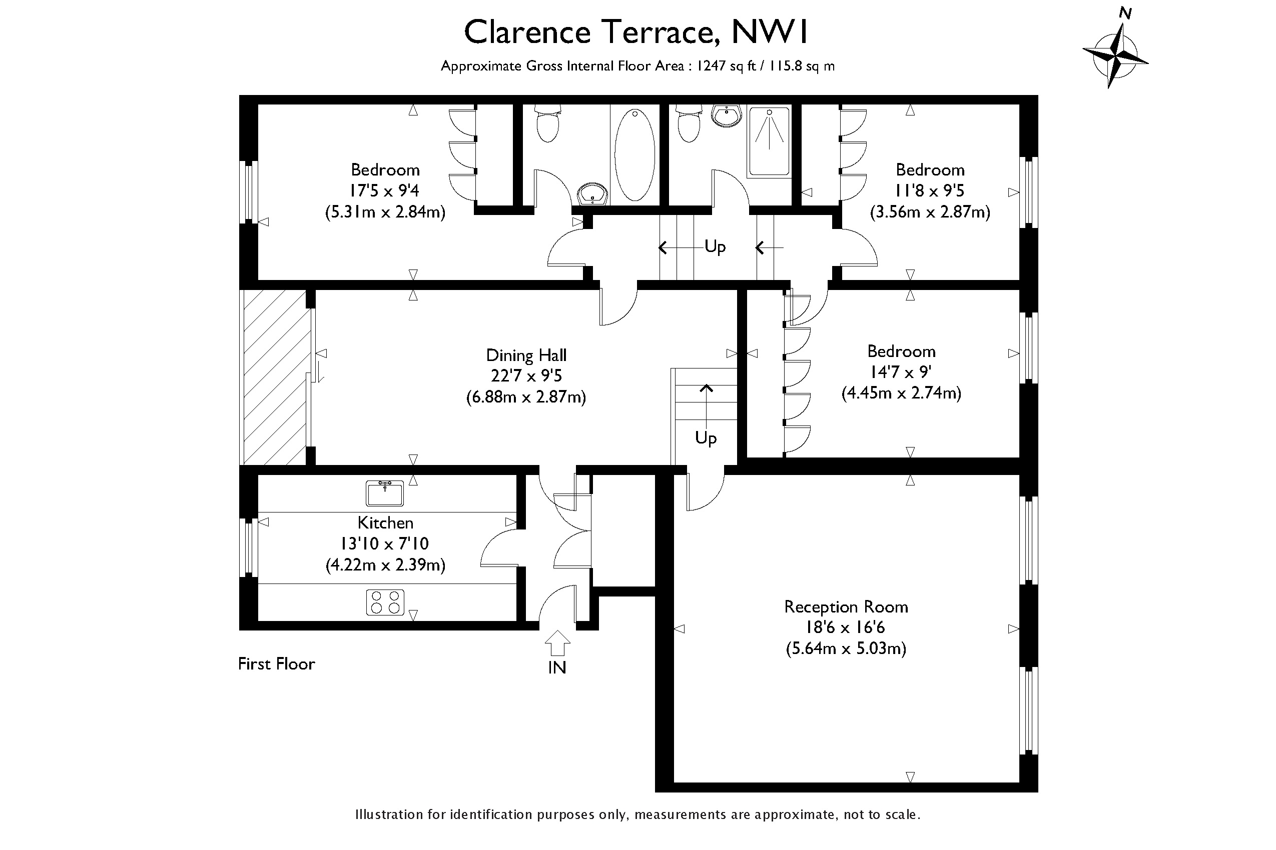 3 Bedrooms Flat to rent in Clarence Terrace, London NW1