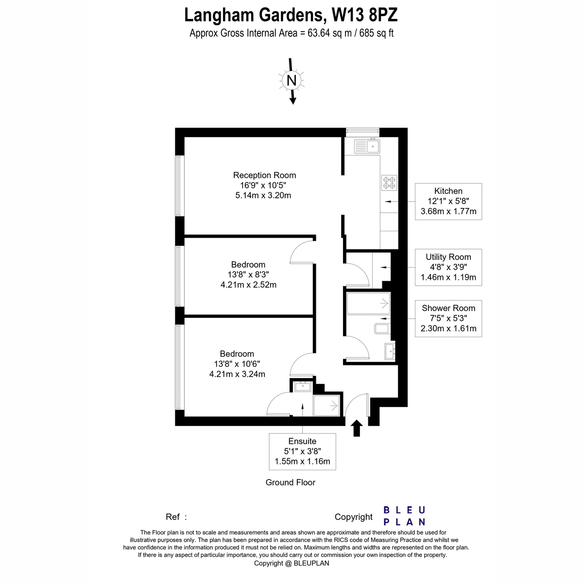 65, Langham Gardens, London floorplan