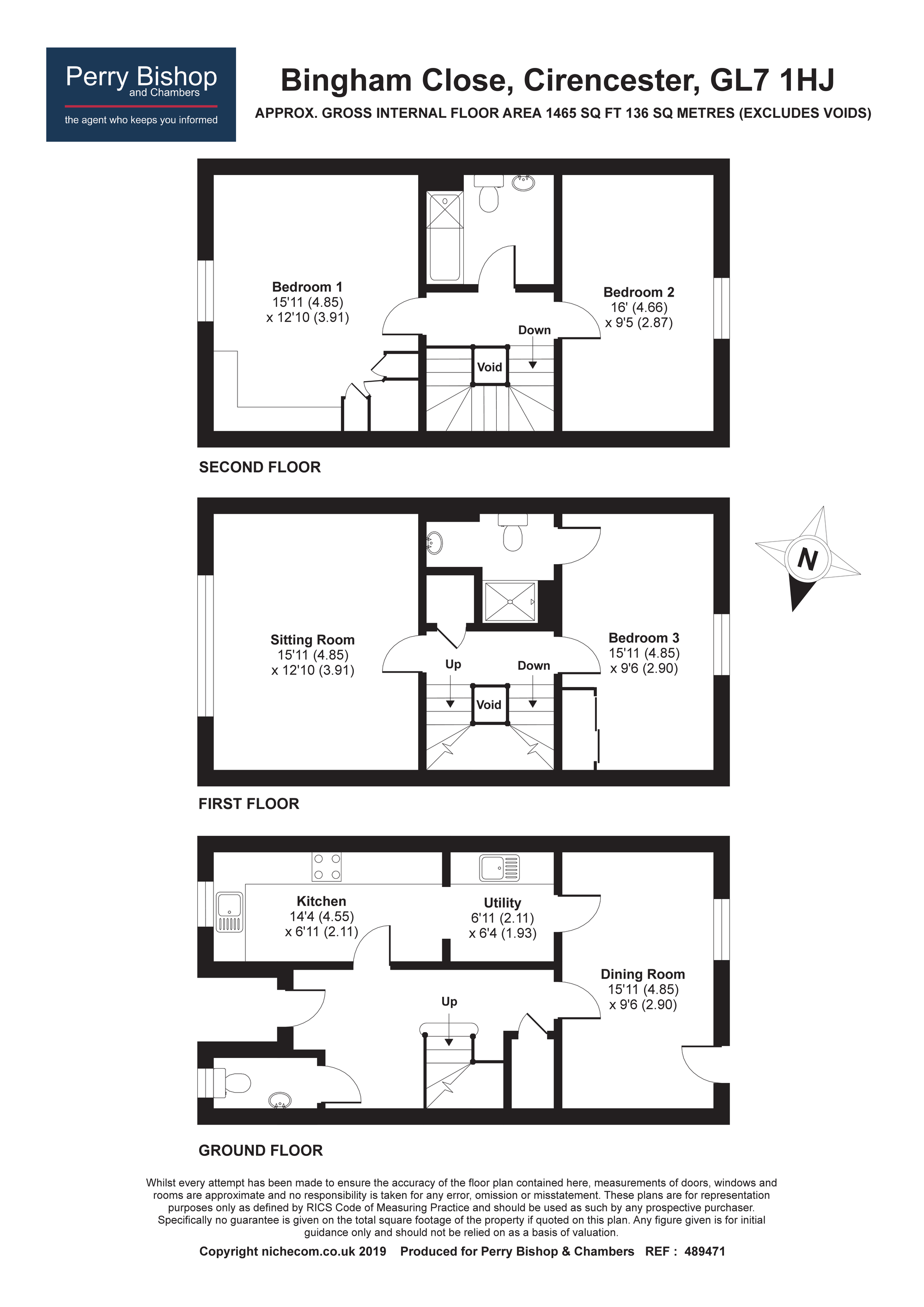 3 Bedrooms Terraced house for sale in Bingham Close, Cirencester GL7