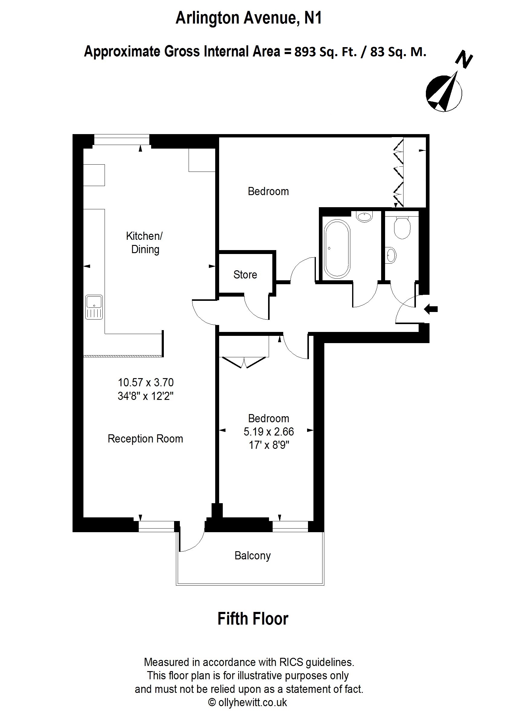 SHORT LET: Flat 22, 89, Arlington Avenue, Islington floorplan