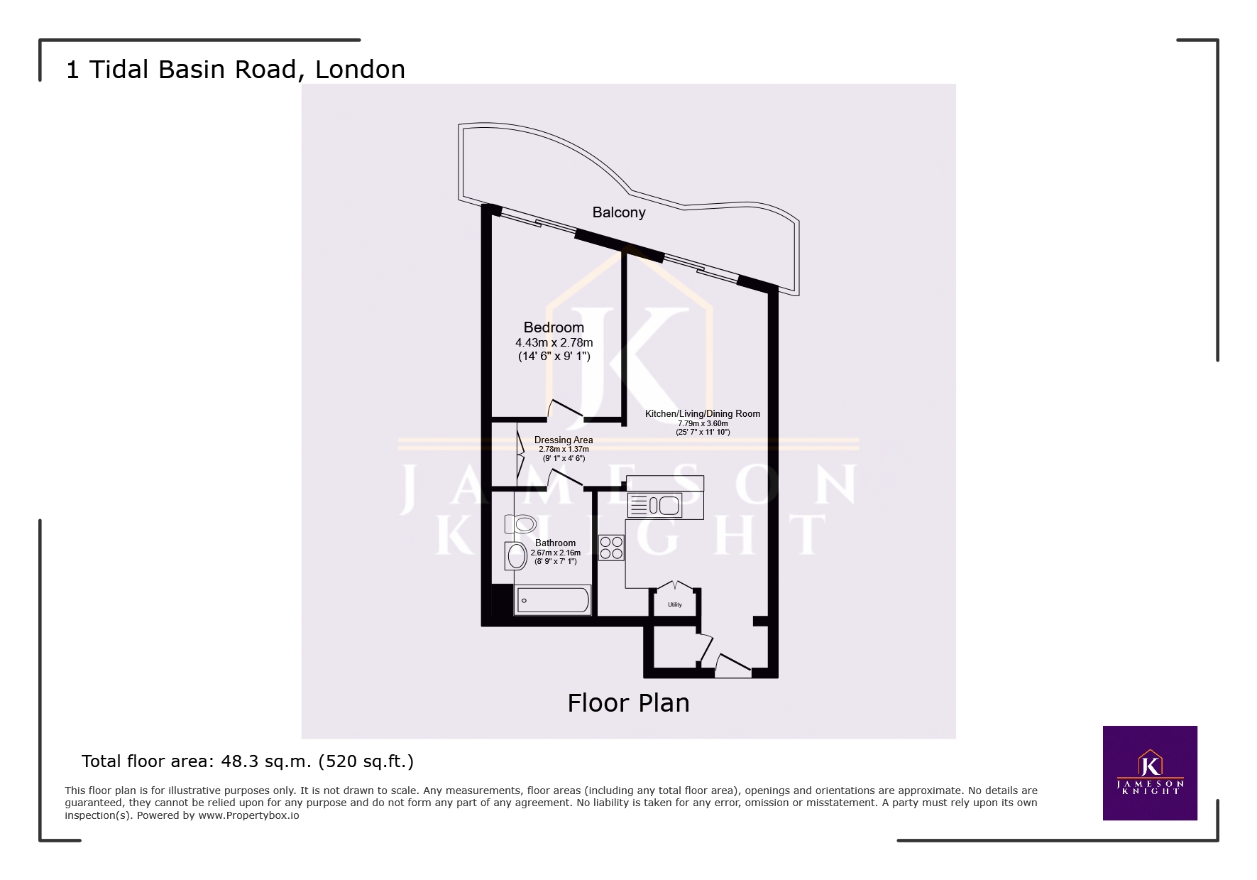 Apartment 504 Hoola West Tower 1, Tidal Basin Road, Greater London floorplan