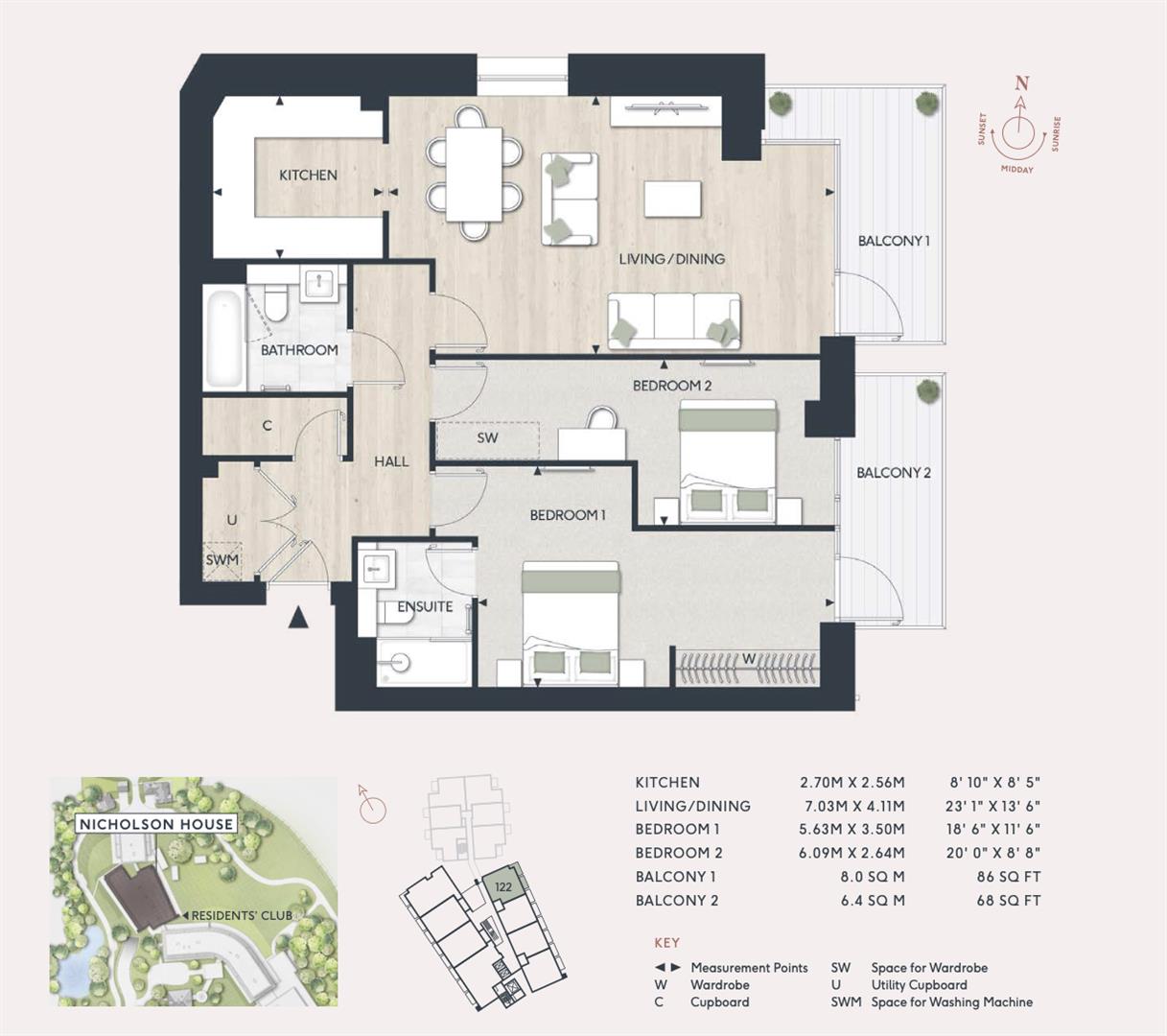 124 Gillespie House, oakhill, Tonbridge Road, Tonbridge floorplan