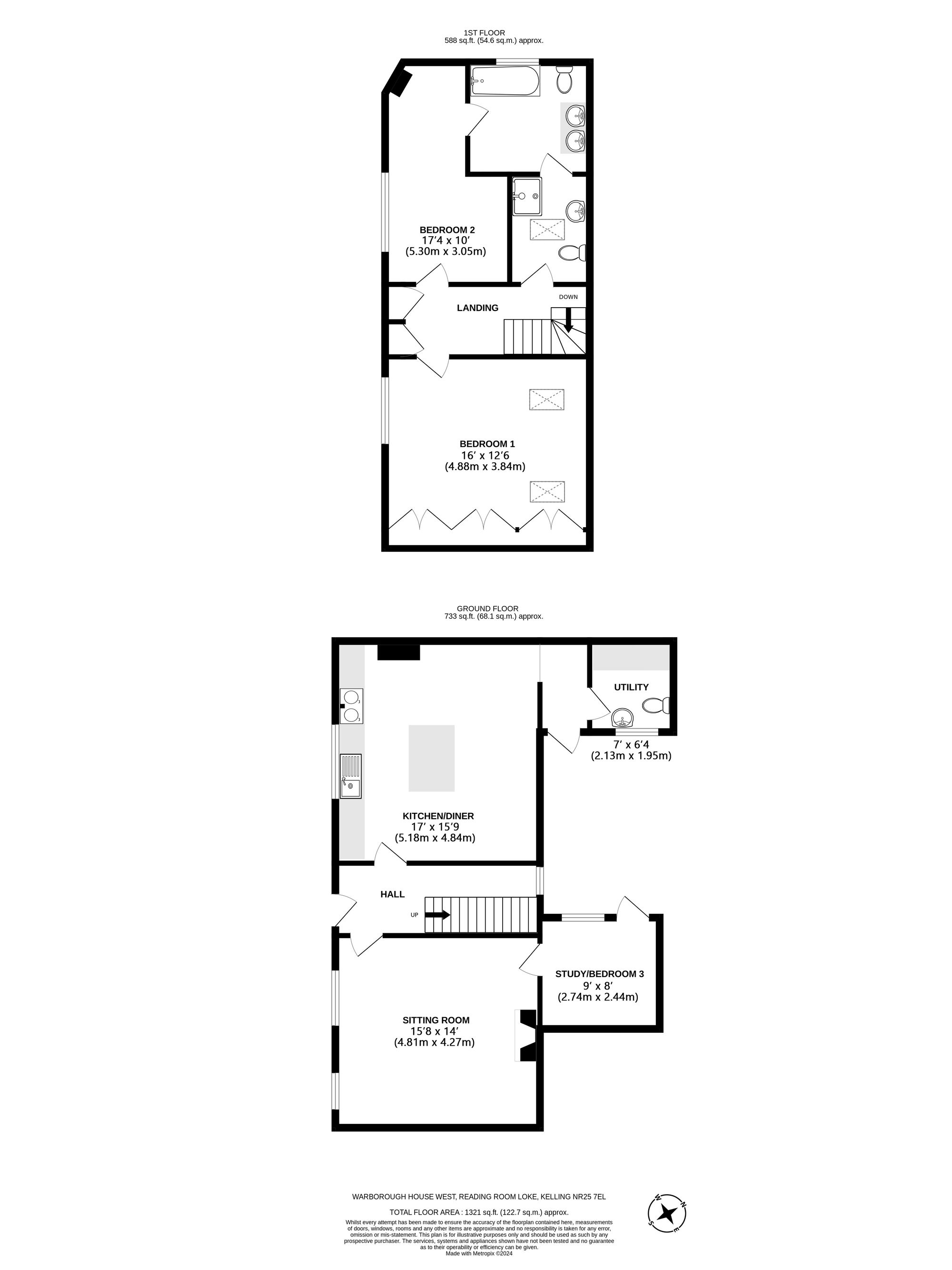 Warborough House West, Reading Room Loke, Norfolk floorplan