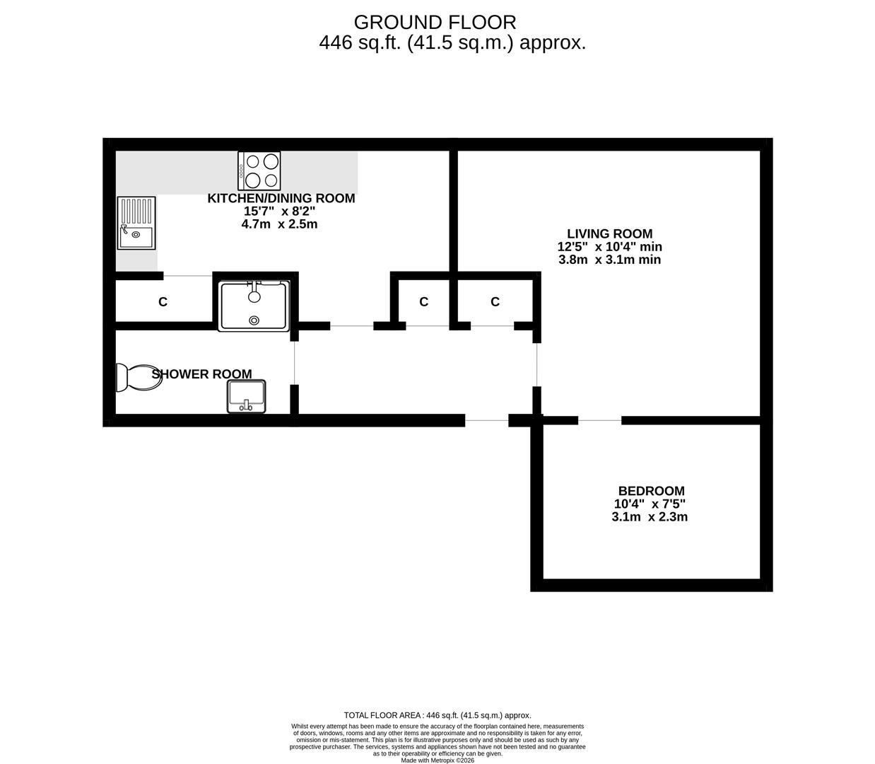 Flat 34D, 1st Floor Left, Hill Street, Inverness floorplan