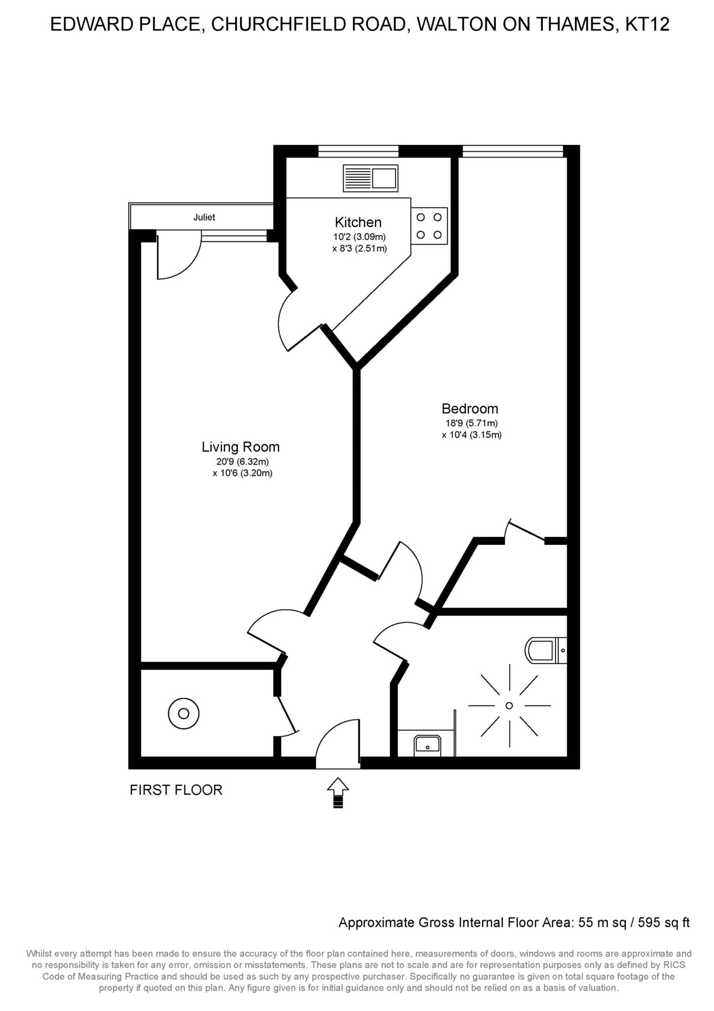 Edward Place 22, Churchfield Road, Walton On Thames floorplan
