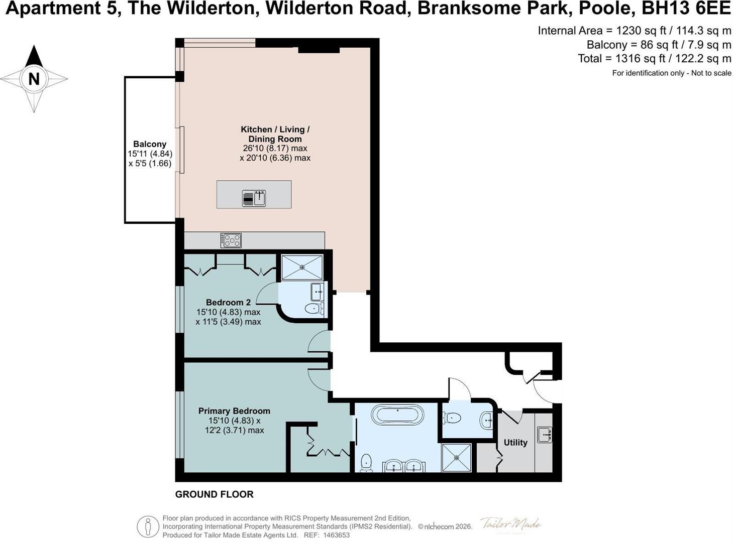 Flat 5, The Wilderton, 2, Wilderton Road, Dorset floorplan