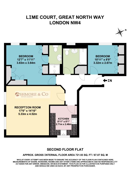 Flat 9, Lime Court, 201 Great North Way, London floorplan
