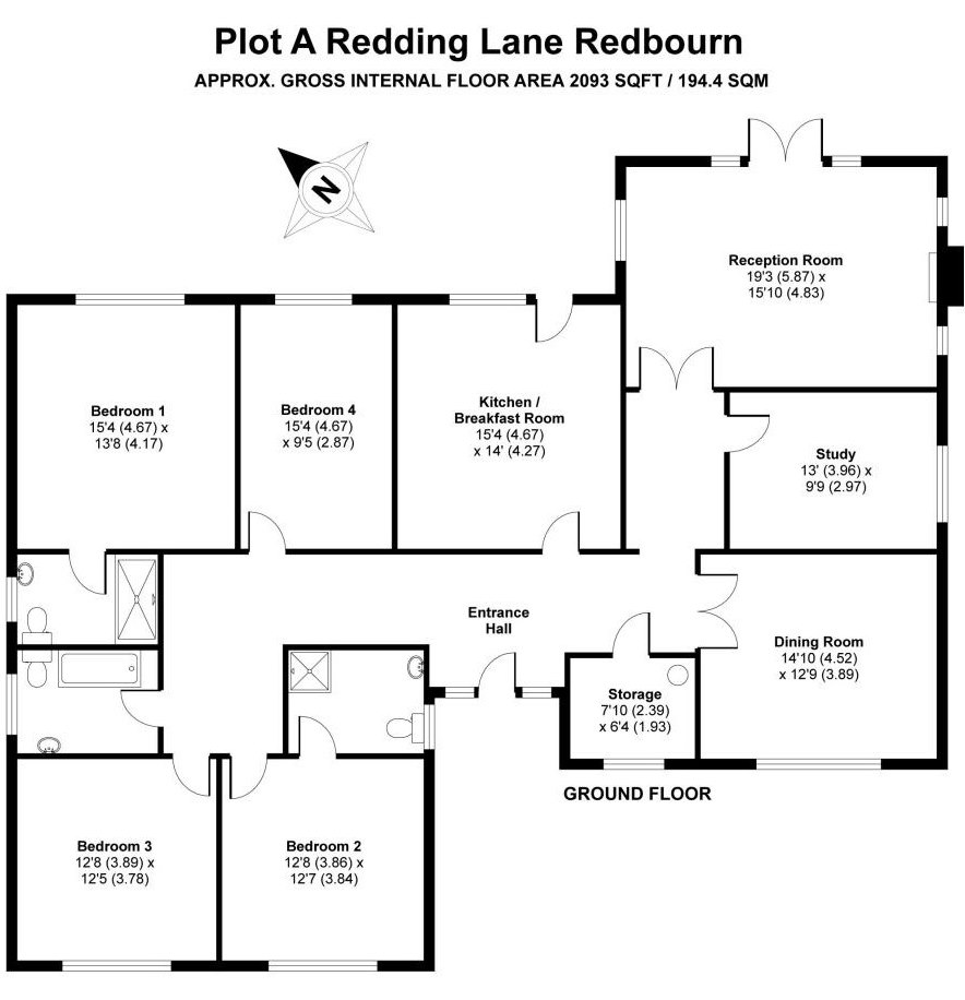 Redding Lane, Redbourn, Redbourn AL3, 4 bedroom bungalow to rent
