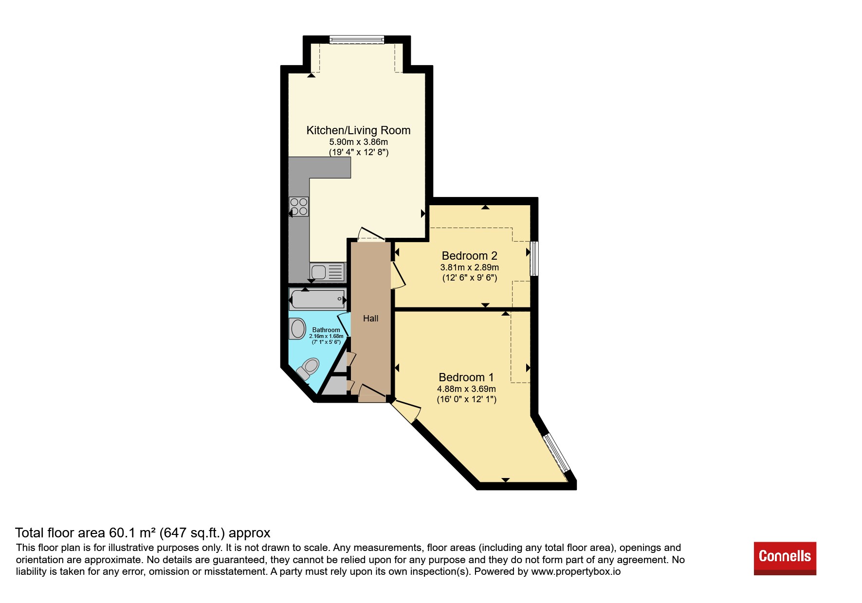 Flat 9, Thornlow Heights, 3, Connaught Road, Weymouth floorplan