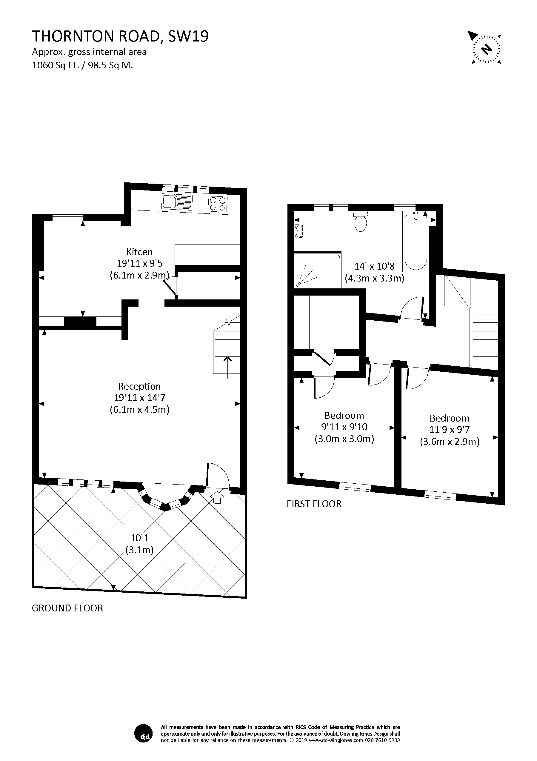 2 Bedrooms  to rent in Thornton Road, London SW19