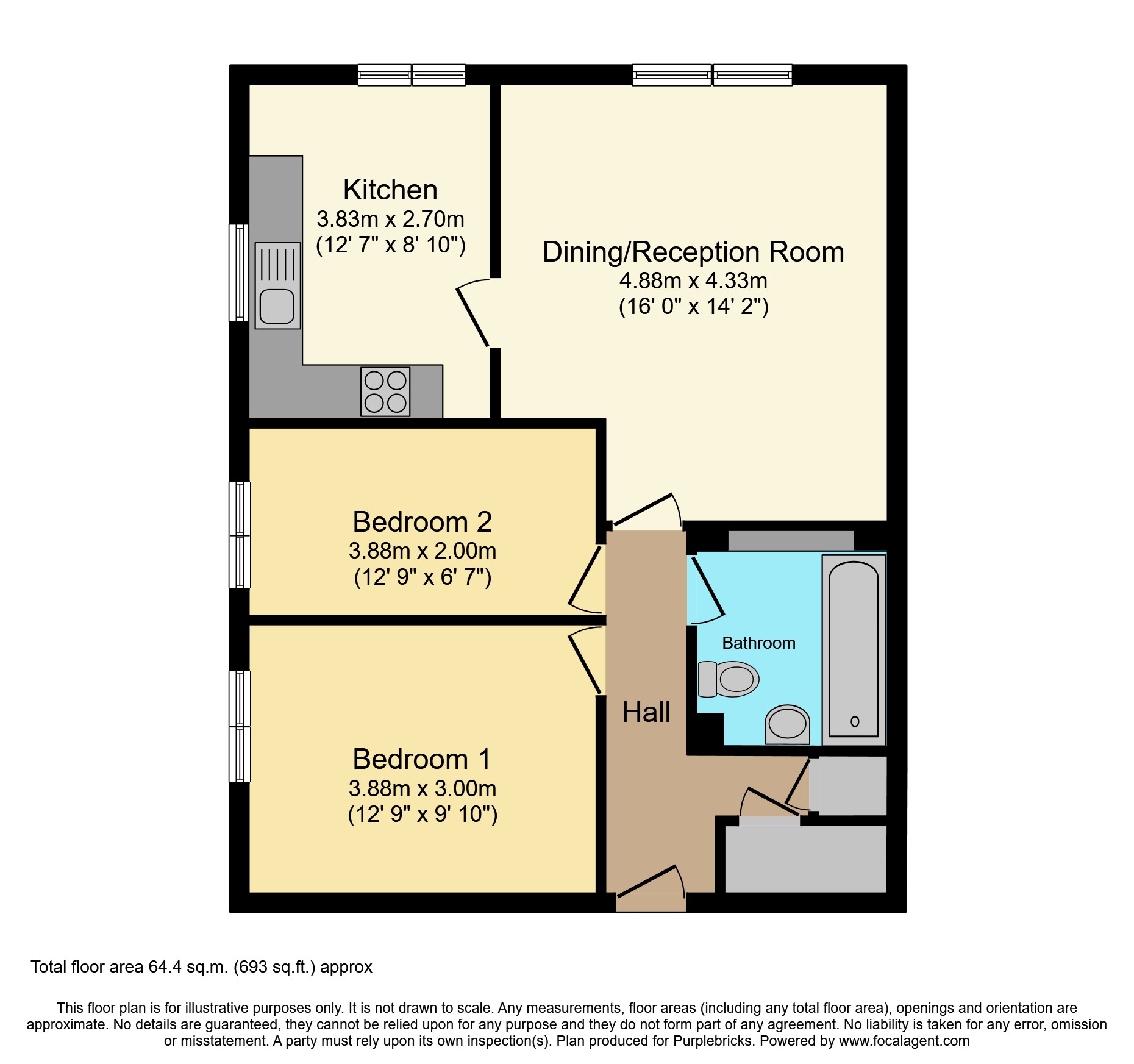 Flat 52/Willow Court, Spring Close, Dagenham floorplan