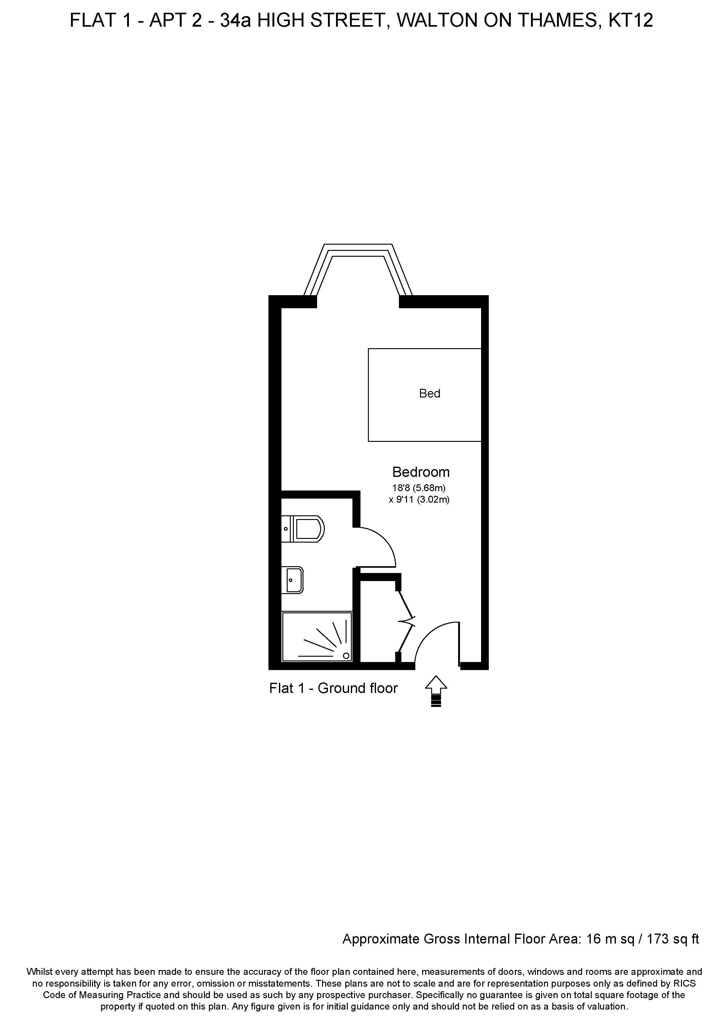 Apartment 2, Room 1, 34a High Street, Walton-On-Thames floorplan