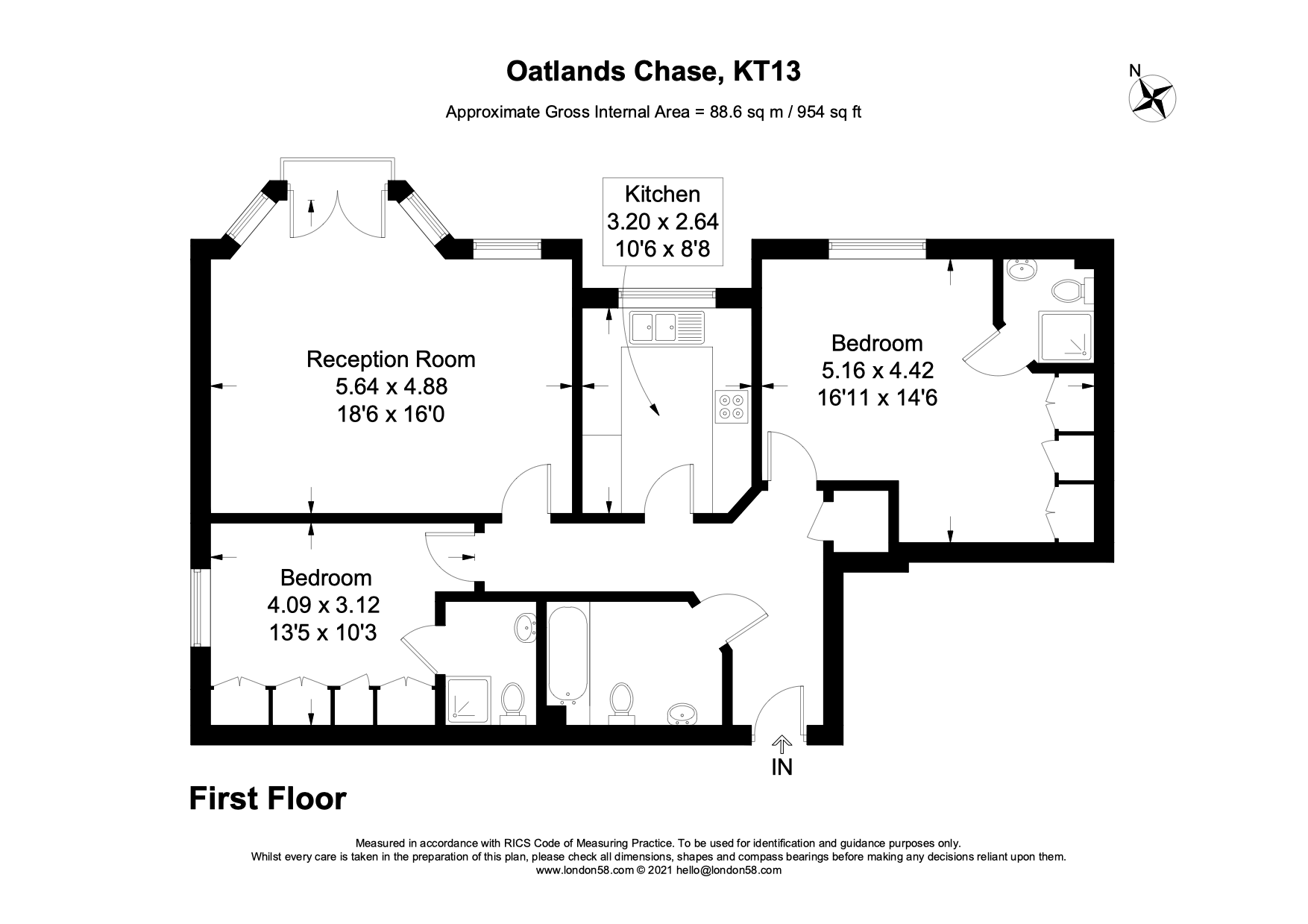 Oatlands Chase, Weybridge KT13, 2 bedroom flat for sale 60341350