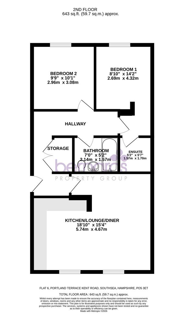 Apartment 6, 1, Portland Terrace, Southsea floorplan