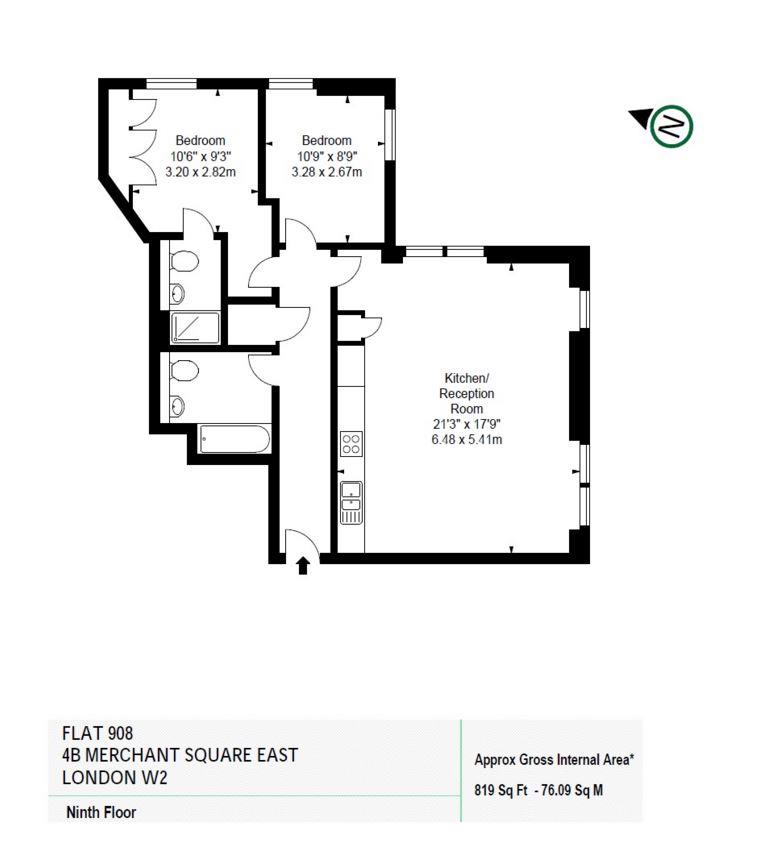 609, Merchant Square East, London floorplan