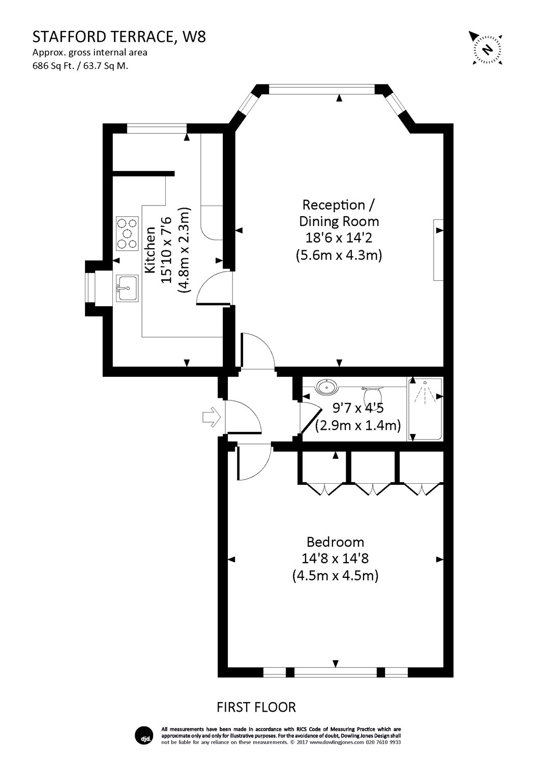 1 Bedrooms Flat to rent in Stafford Terrace, Kensington, London W8