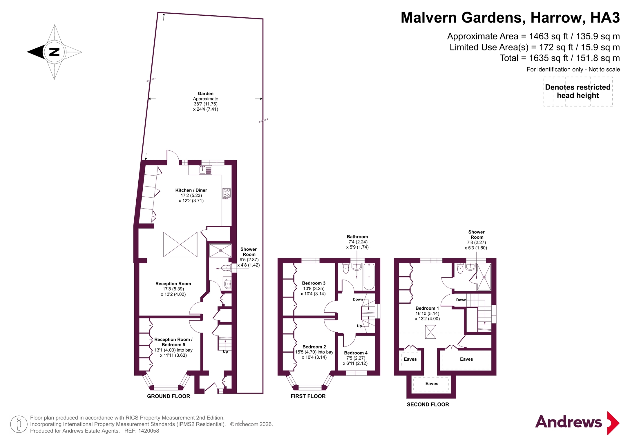 60, Malvern Gardens, Harrow floorplan
