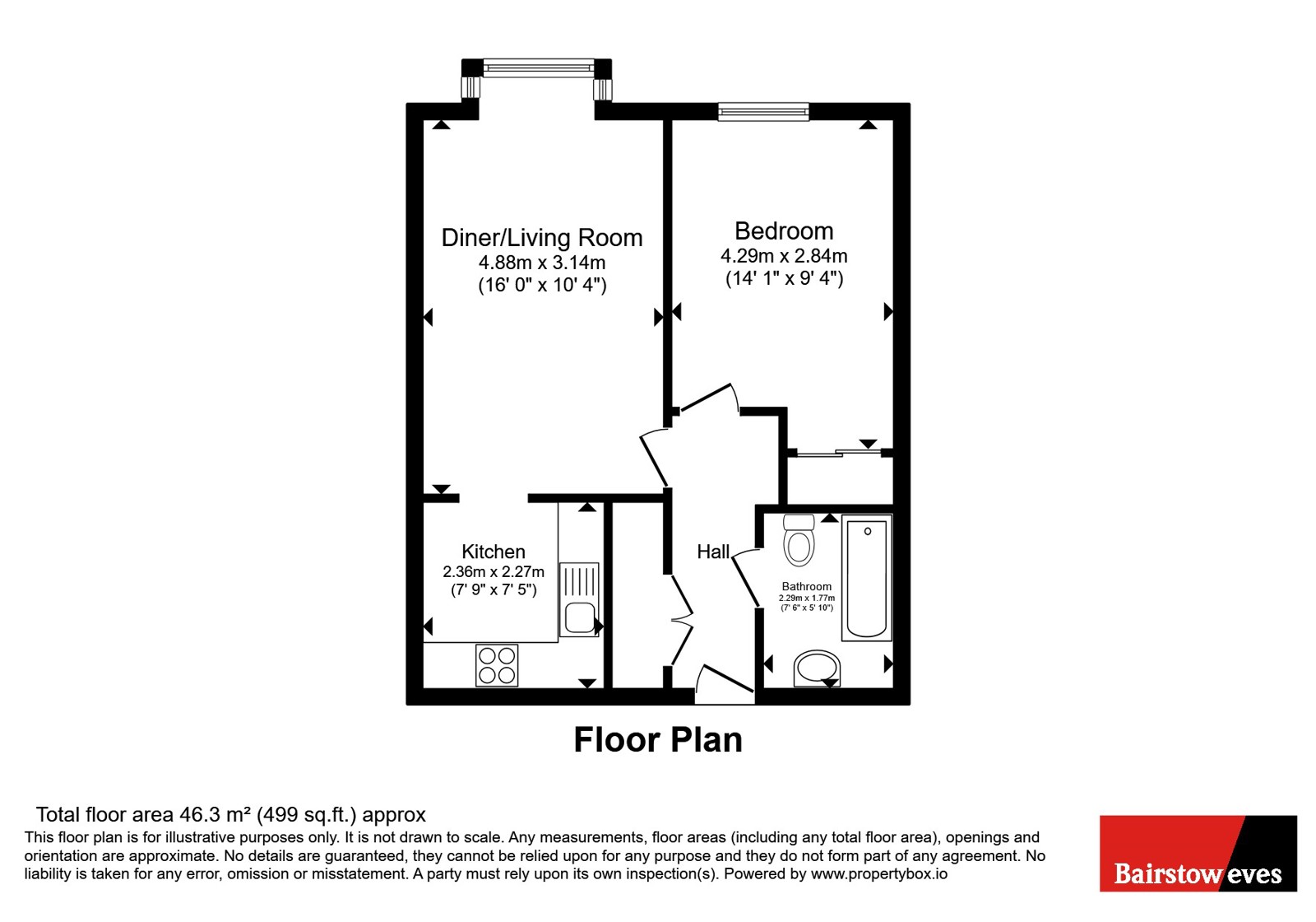 Flat 36 Manor Court Lodge, 175, High Road, London floorplan